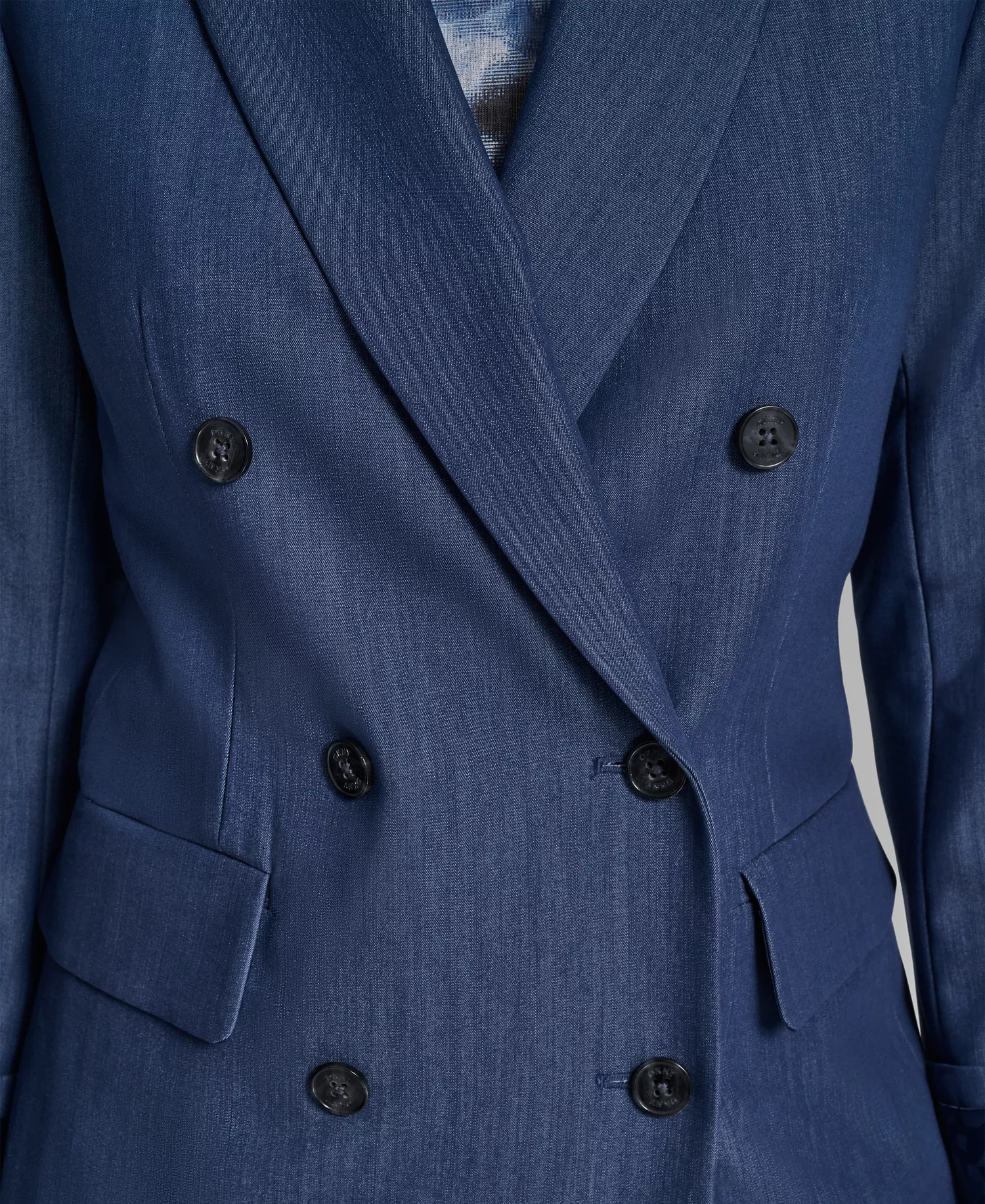 Women's Double Breasted Notch Collar Blazer - Hudson Blue - 10