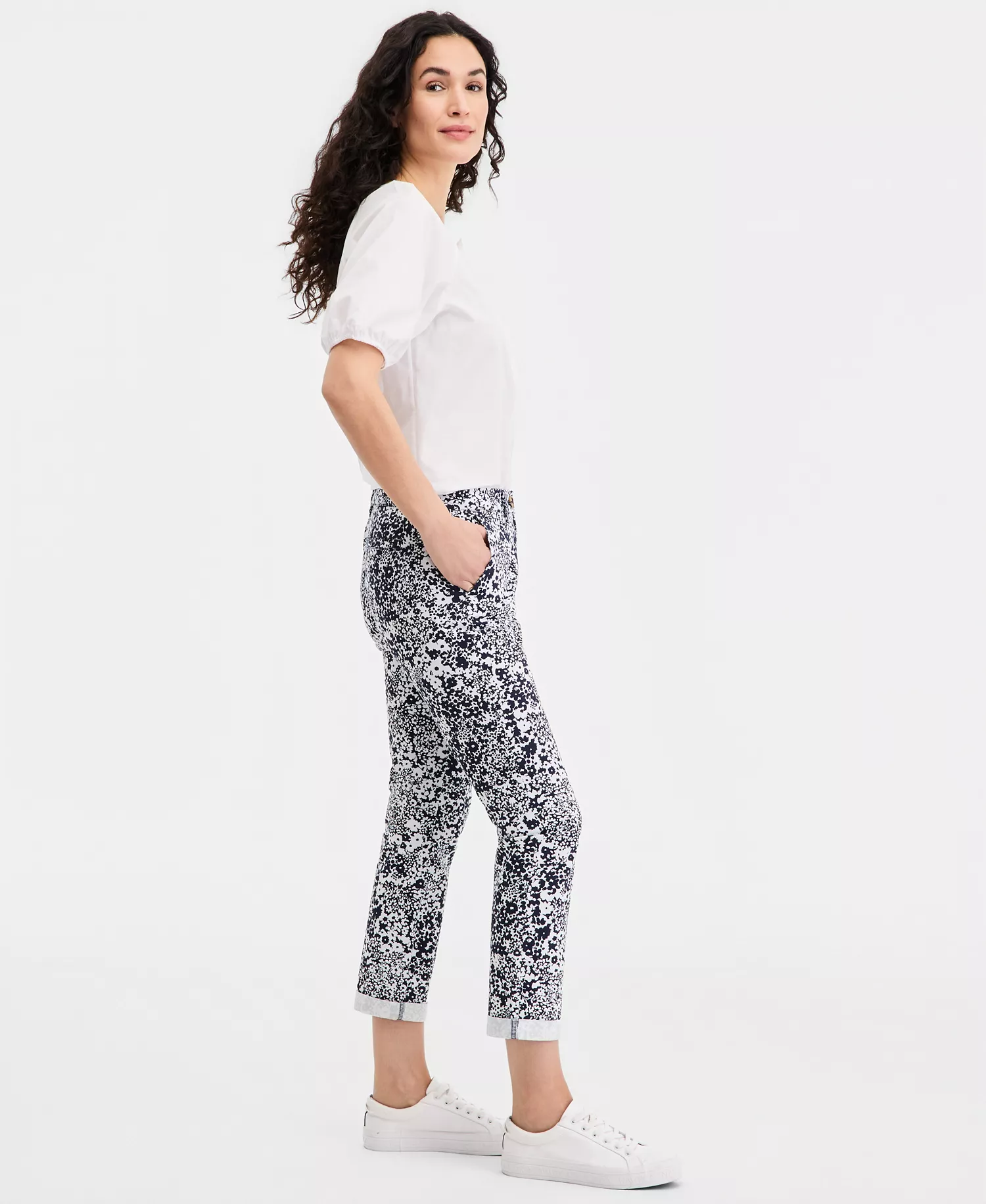 Jeans Women's Shadow Floral Montauk Ankle Pants - Night Sky/ Bright White - 10