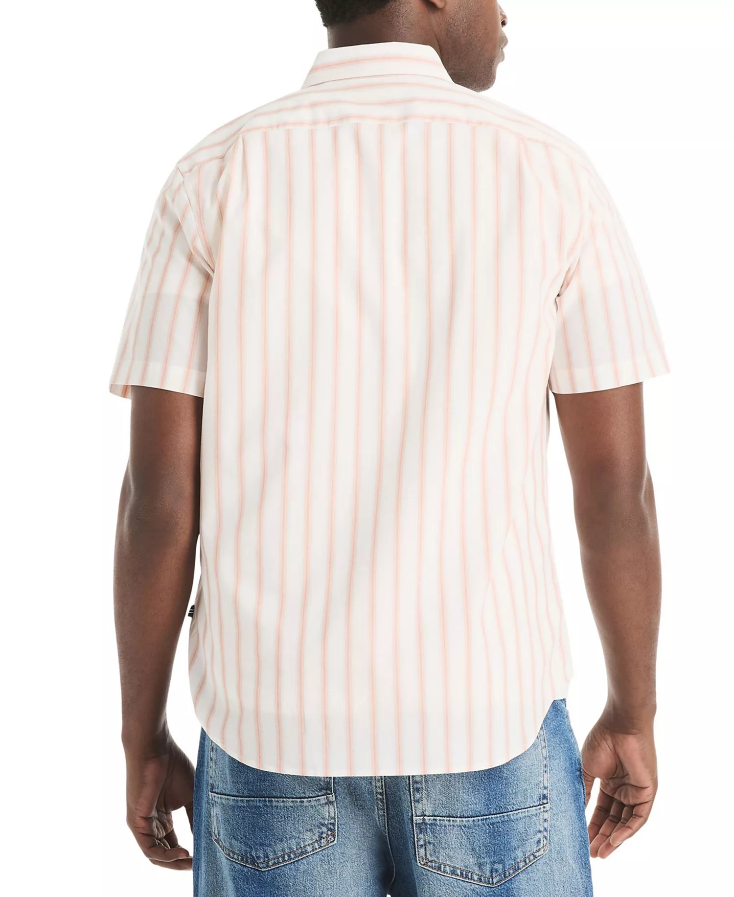 Men's Striped Short-Sleeve Shirt - Bright White - L