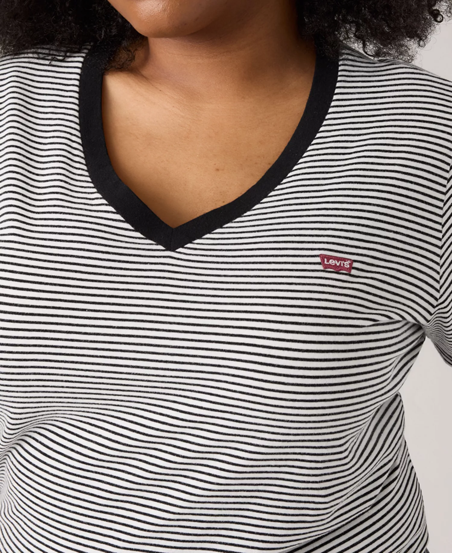 Plus Size Cotton Perfect V-Neck Tees - Black Stripe - 1X