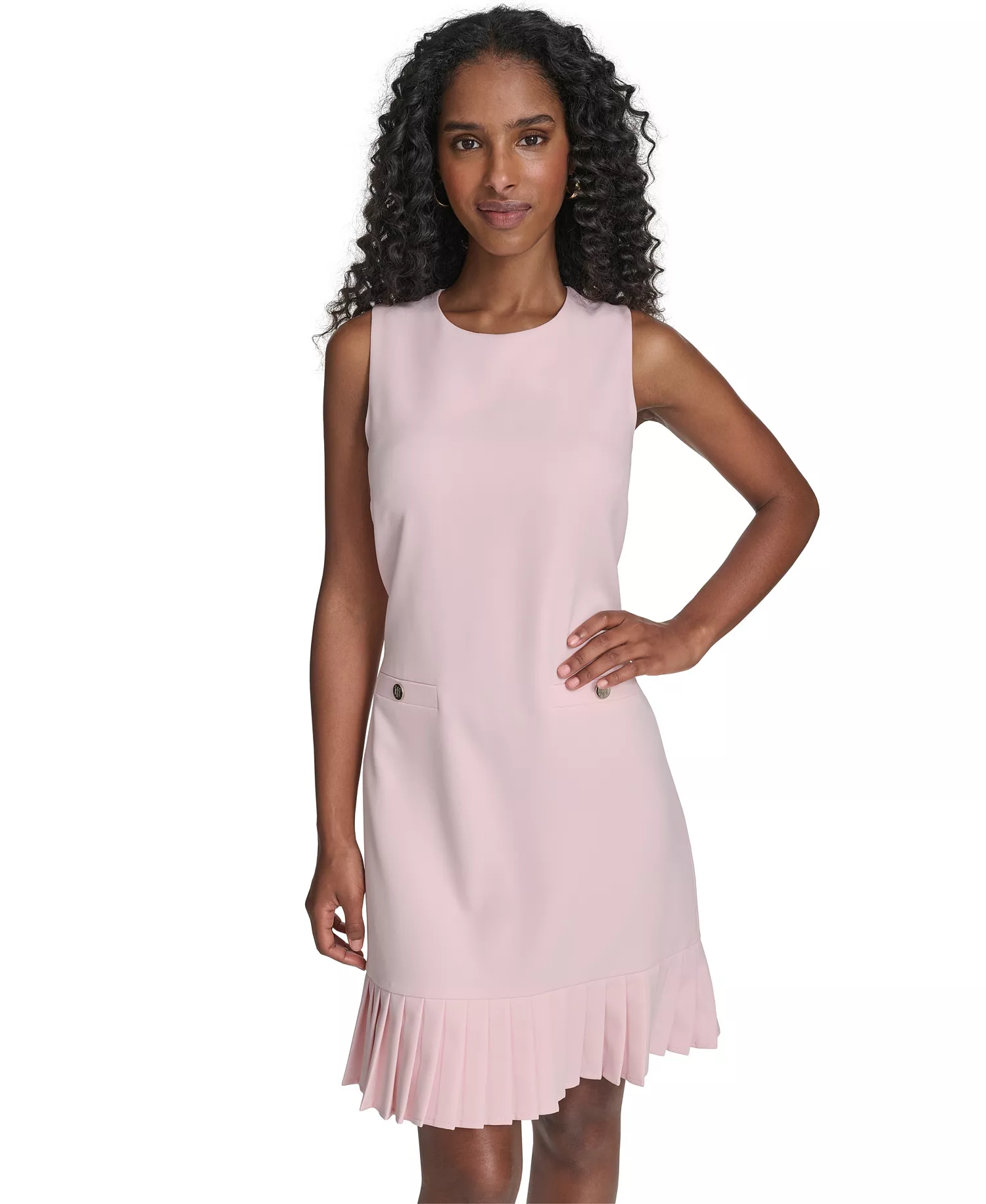 Women's Pleated-Hem Shift Dress - Ballerina Pink - 10