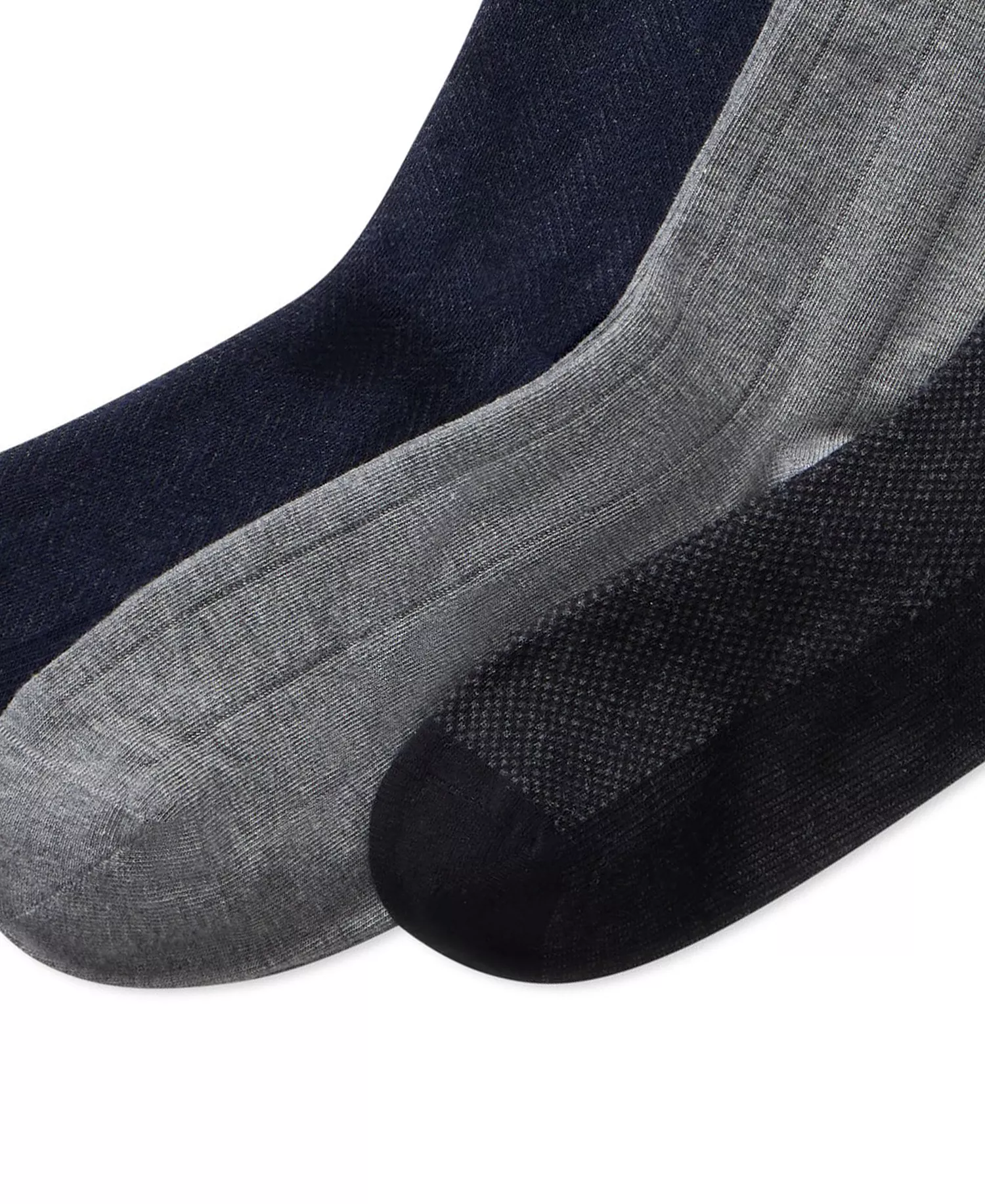 Men's 3-Pk. Classic Gents Patterned Dress Socks  - Black - 10-13