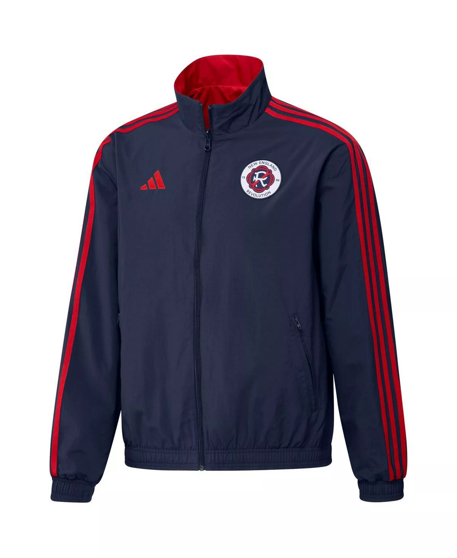 Men's Navy and Red New England Revolution 2023 On-Field Anthem Full-Zip Reversible Team Jacket - Navy, Red - XL