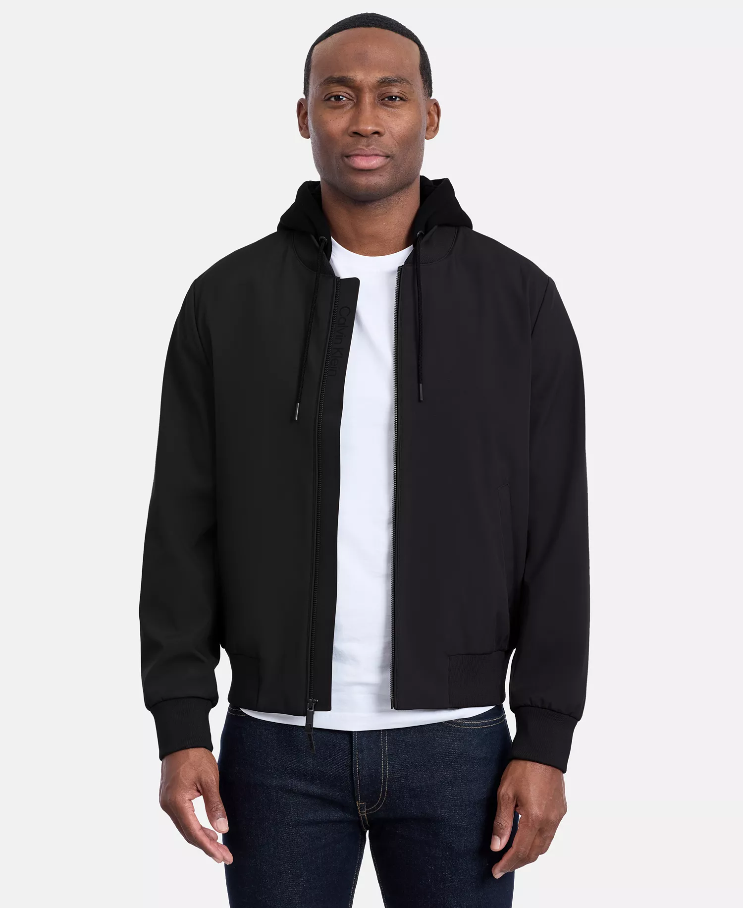 Men's Bomber Knit Hood Jacket - Black - 2XL