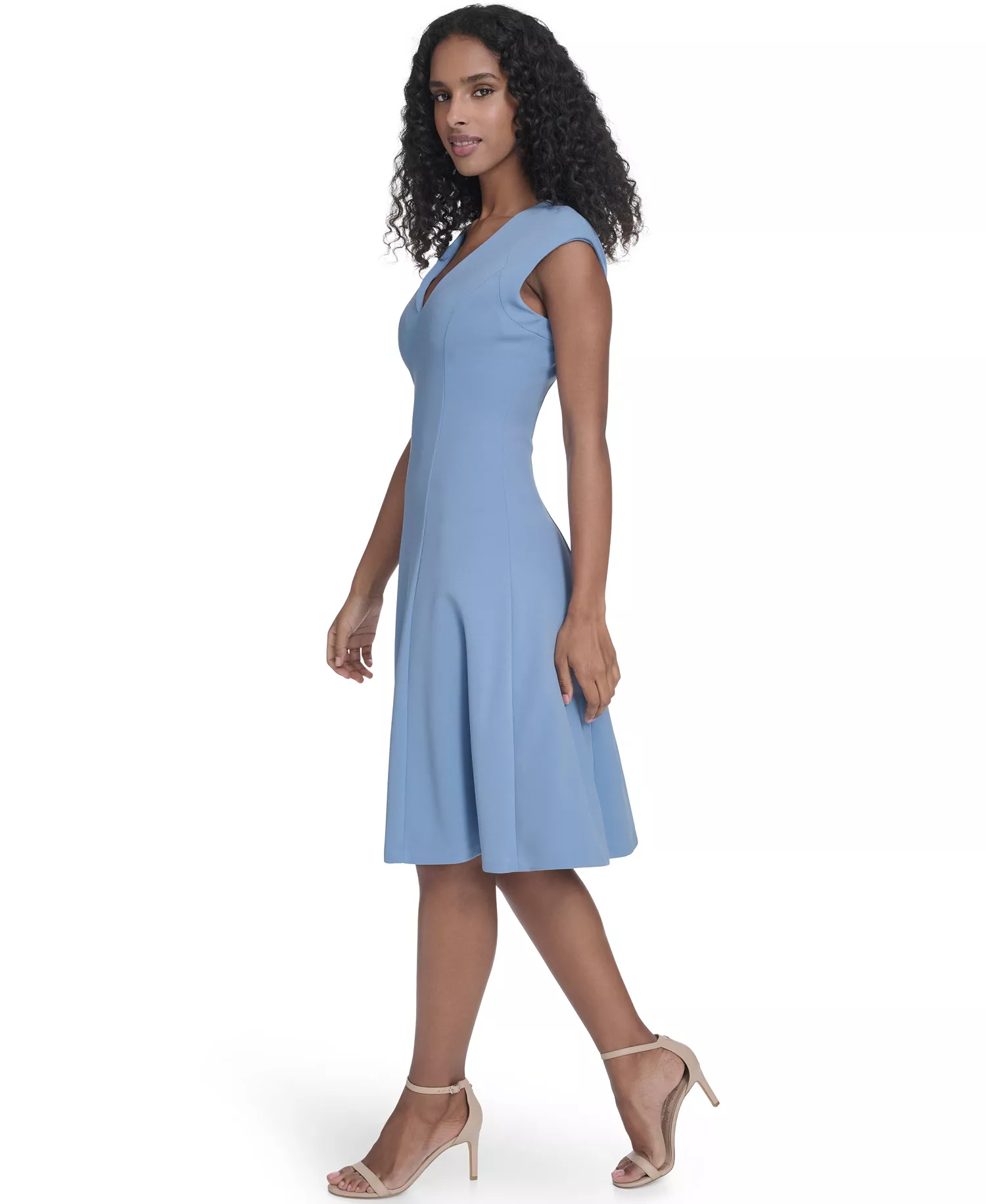 Women's Crepe V-Neck Midi Dress - Bayou - 0P