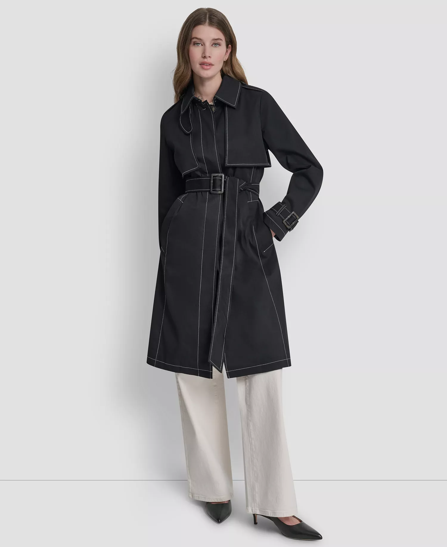 Petite Utility Rain Coat - Black - P/L