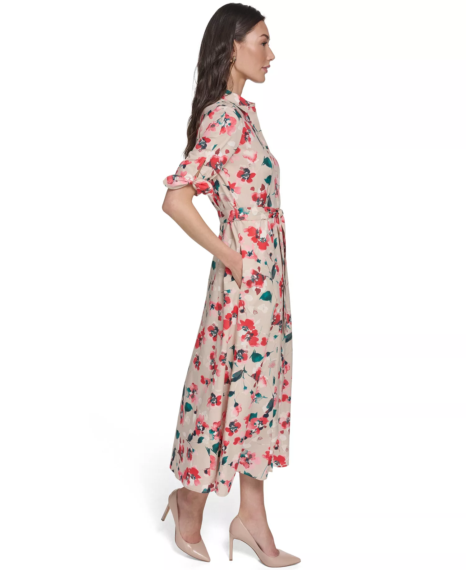 Women's Collared Midi Dress - Cashew Multi - 10