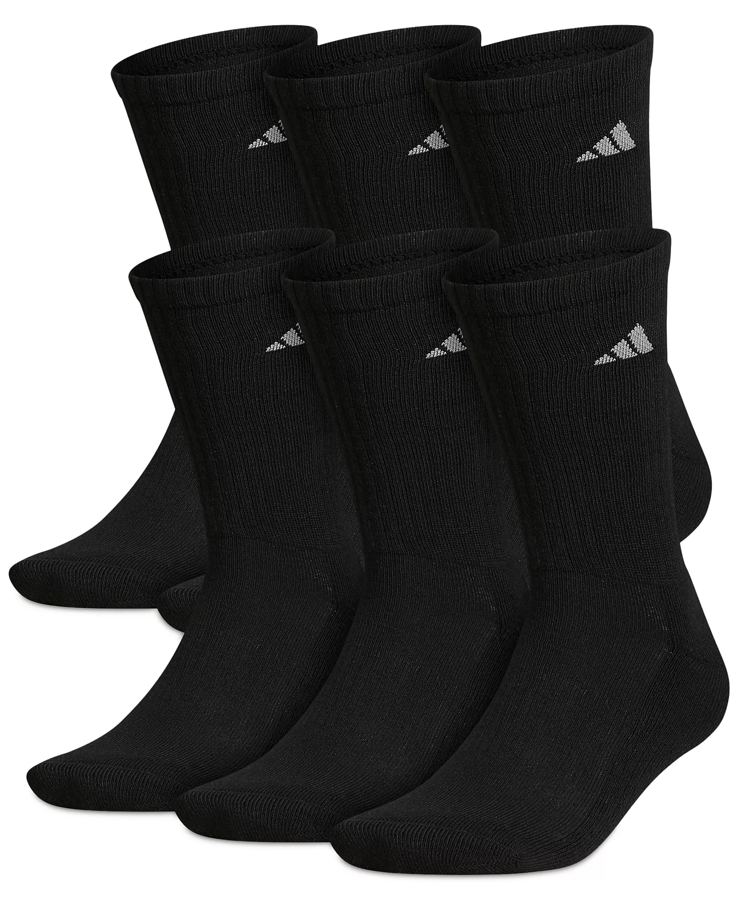 Men's Cushioned Athletic 6-Pack Crew Socks - Black - L (W 10-13 / M 8-12)