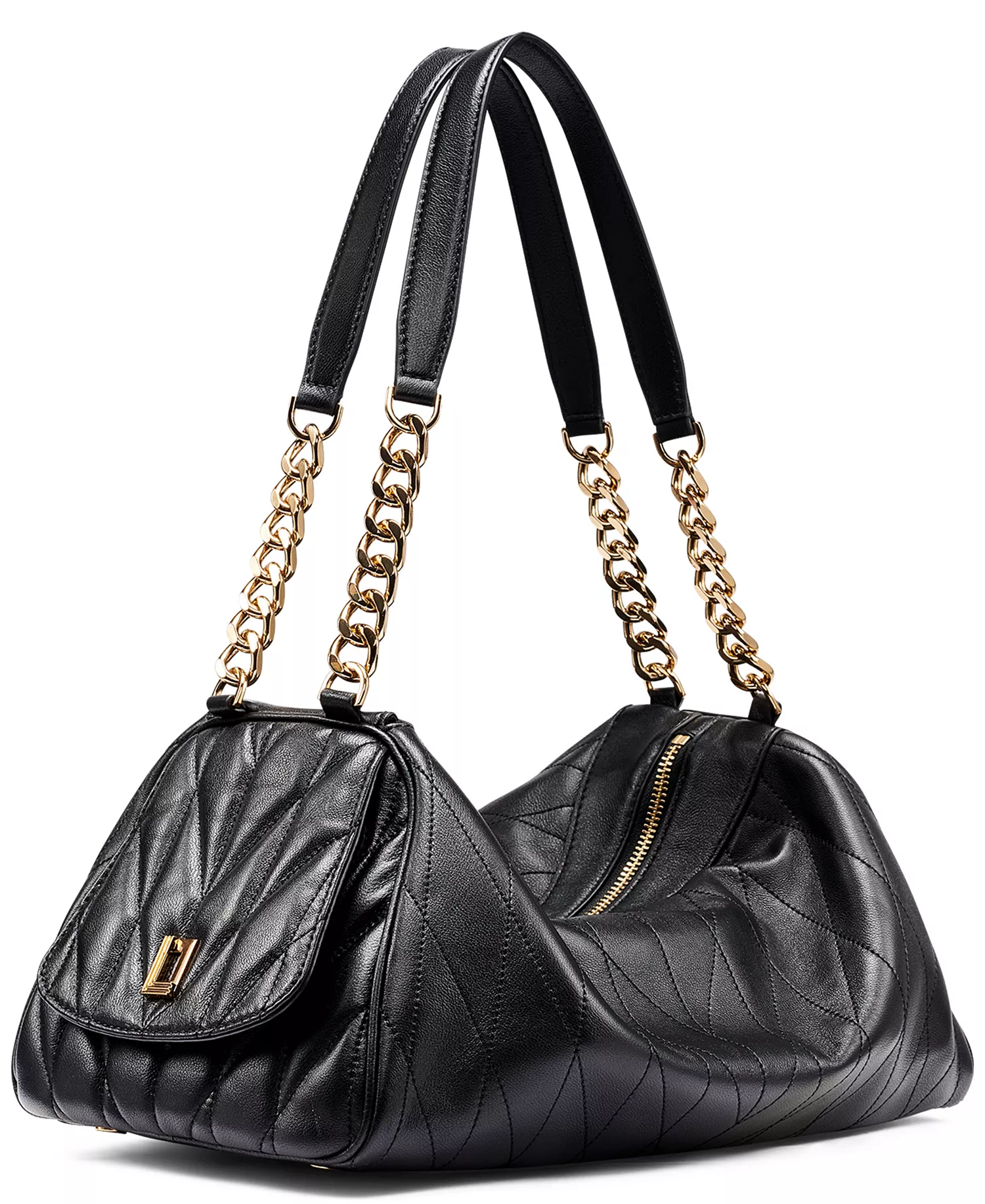 Lafayette Medium Zip-Top Satchel Bag - Black/Gold - No Size