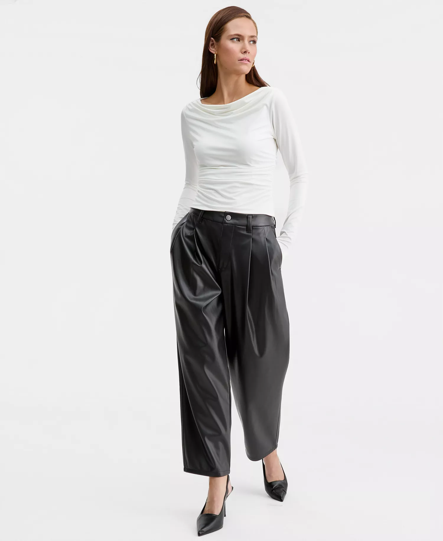 Women's Boat-Neck Jersey Top, Macy's Exclusive - Crema - L