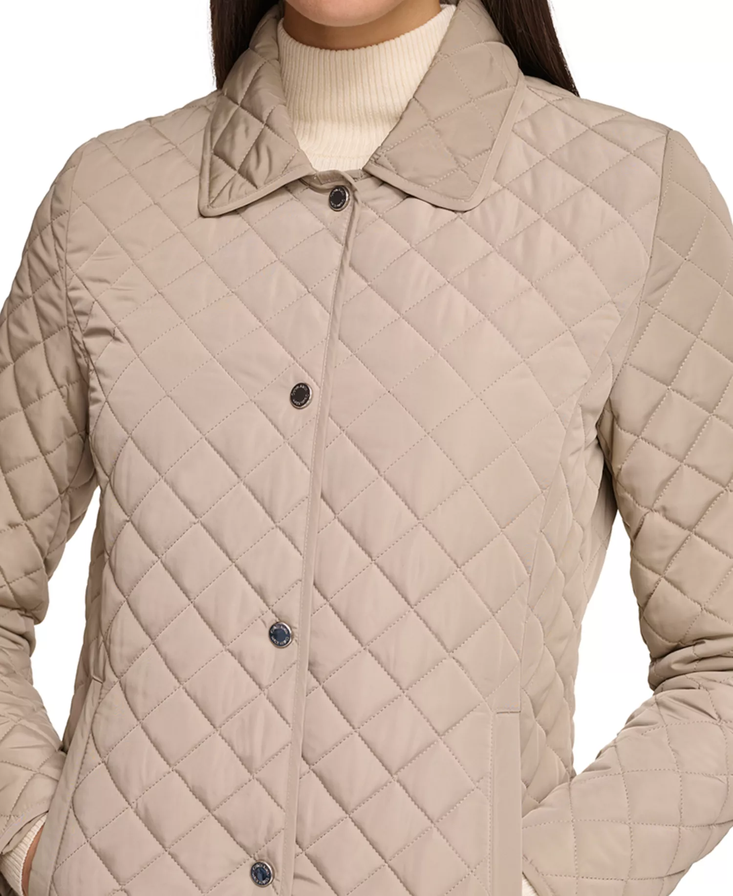 Womens Collared Quilted Coat - Birch - L