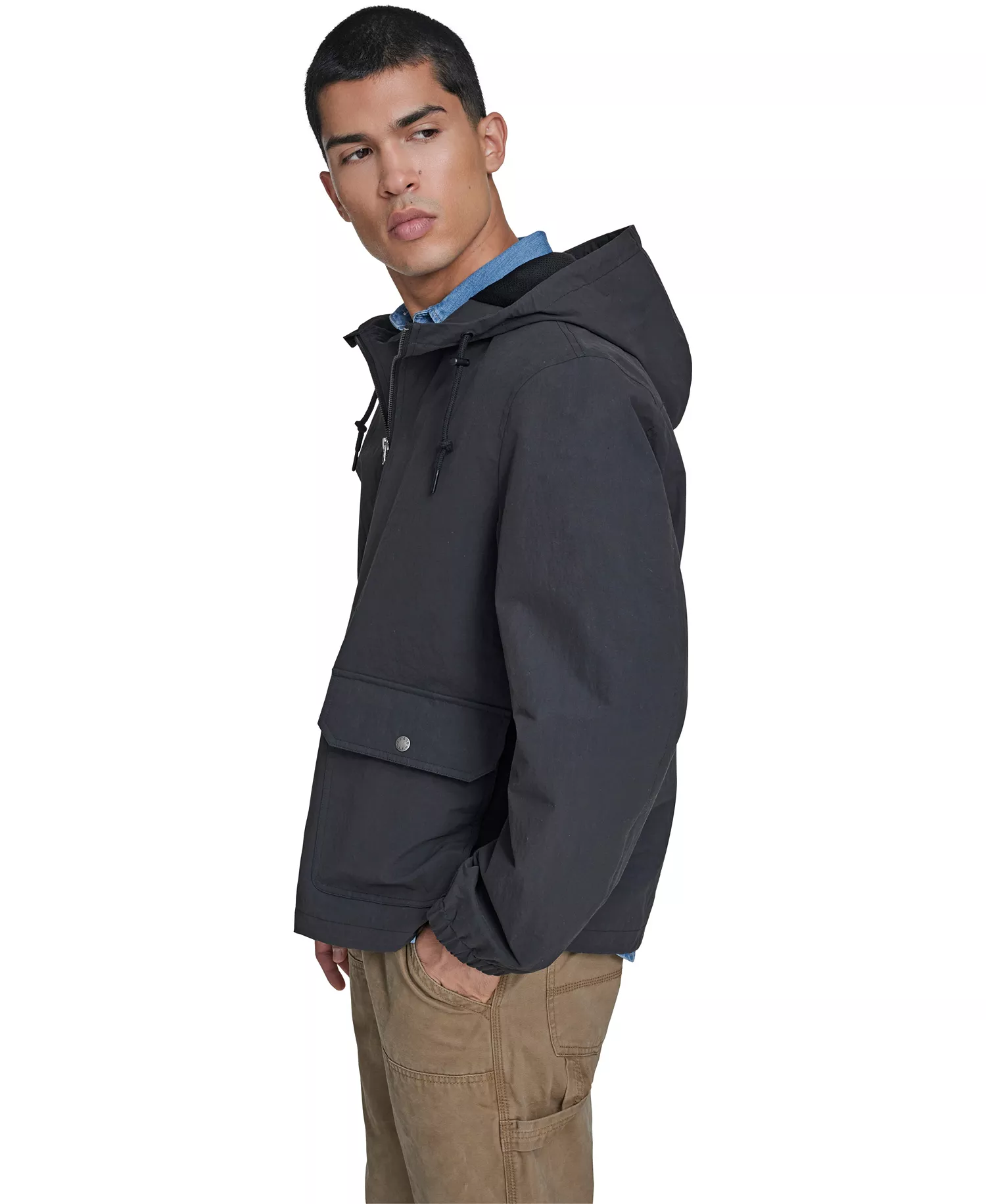 Men's Lightweight Hooded Jacket - Black - 2XL
