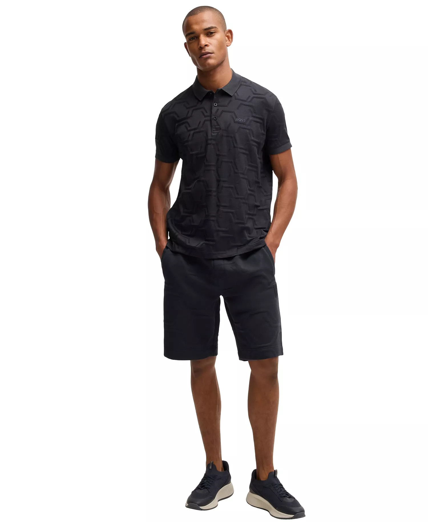 Men's Quilted Relaxed-Fit Paddy Polo - Dark Blue - S