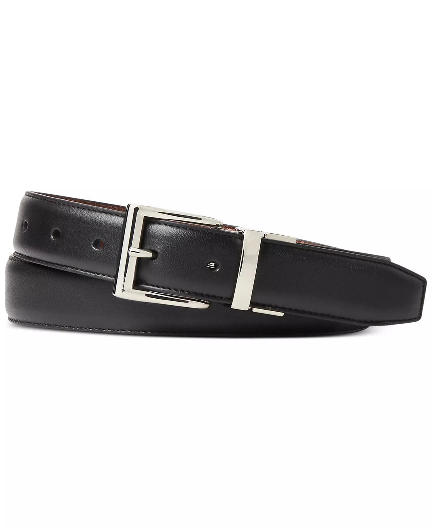 Men's Reversible Leather Dress Belt - Black/Brown - 32