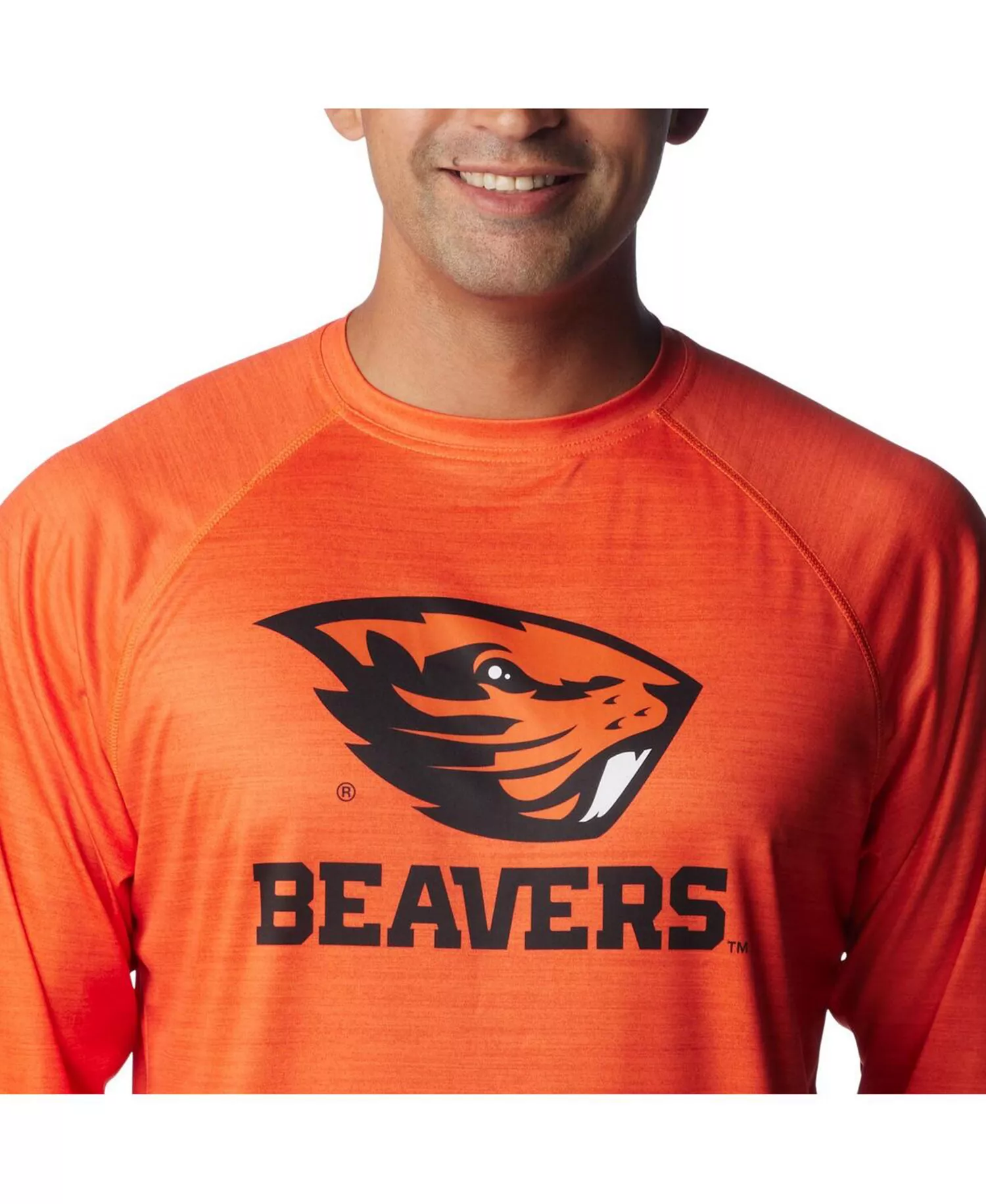 Men's Orange Oregon State Beavers PFG Terminal Tackle Omni-Shade Raglan Long Sleeve T-shirt - Orange - XL