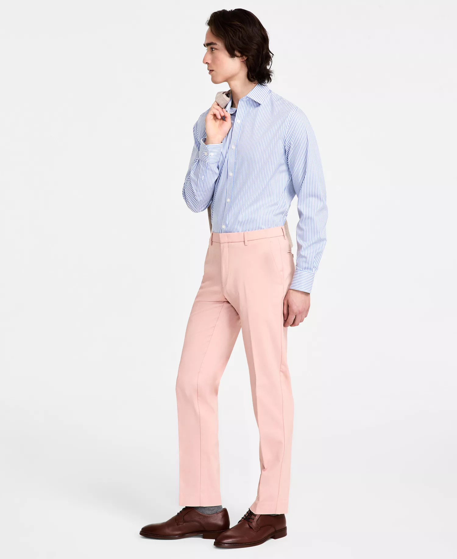 Men's Modern-Fit Solid Dress Pants - Coral - 32 - 30