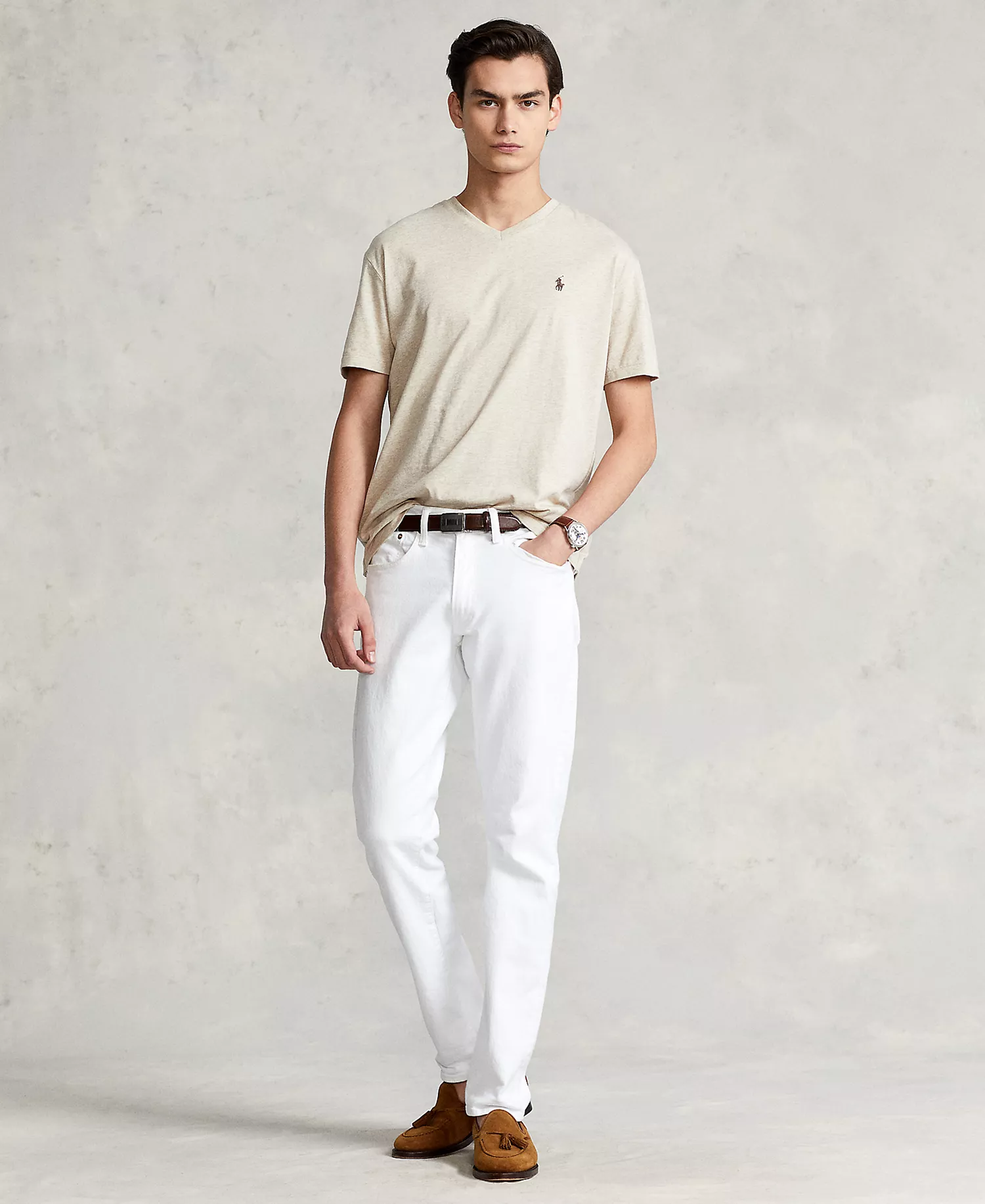 Men's Classic-Fit V Neck T-Shirt - Expedition Dune Heather - 2XL