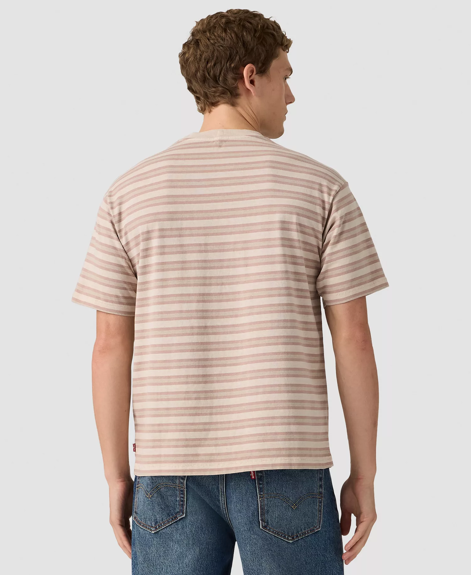 Men's Short-Sleeve Striped Crewneck T-Shirt - Beige - 2XL