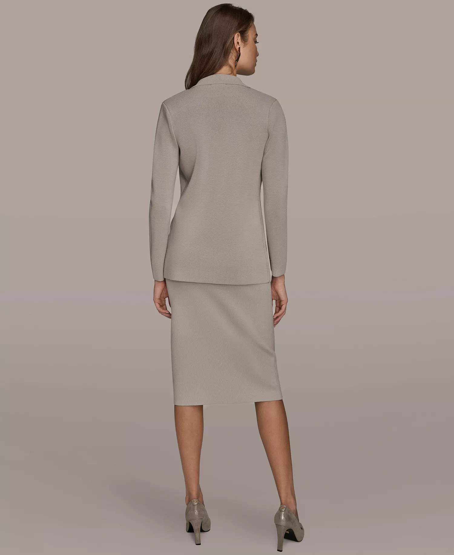 Women's Notch Lapel Collar Tie-Front Sweater Blazer - Vapor - L