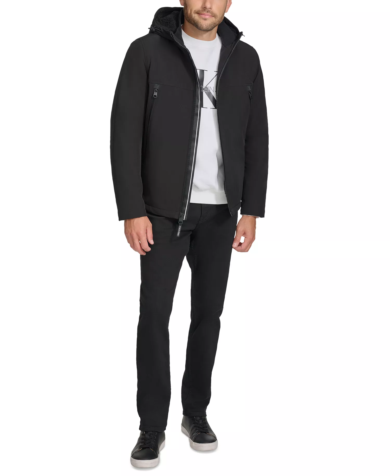 Men's Sherpa Lined Infinite Stretch Soft Shell Jacket  - Black - 2XL