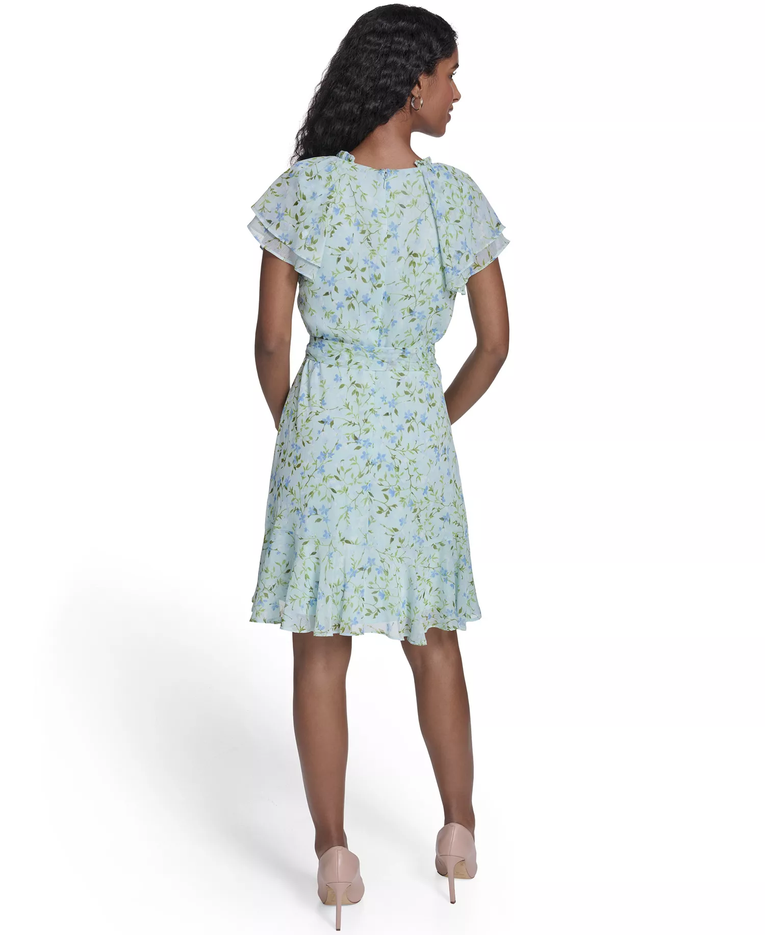 Women's Flutter-Sleeve Wrap Dress - Harbor gray - 10
