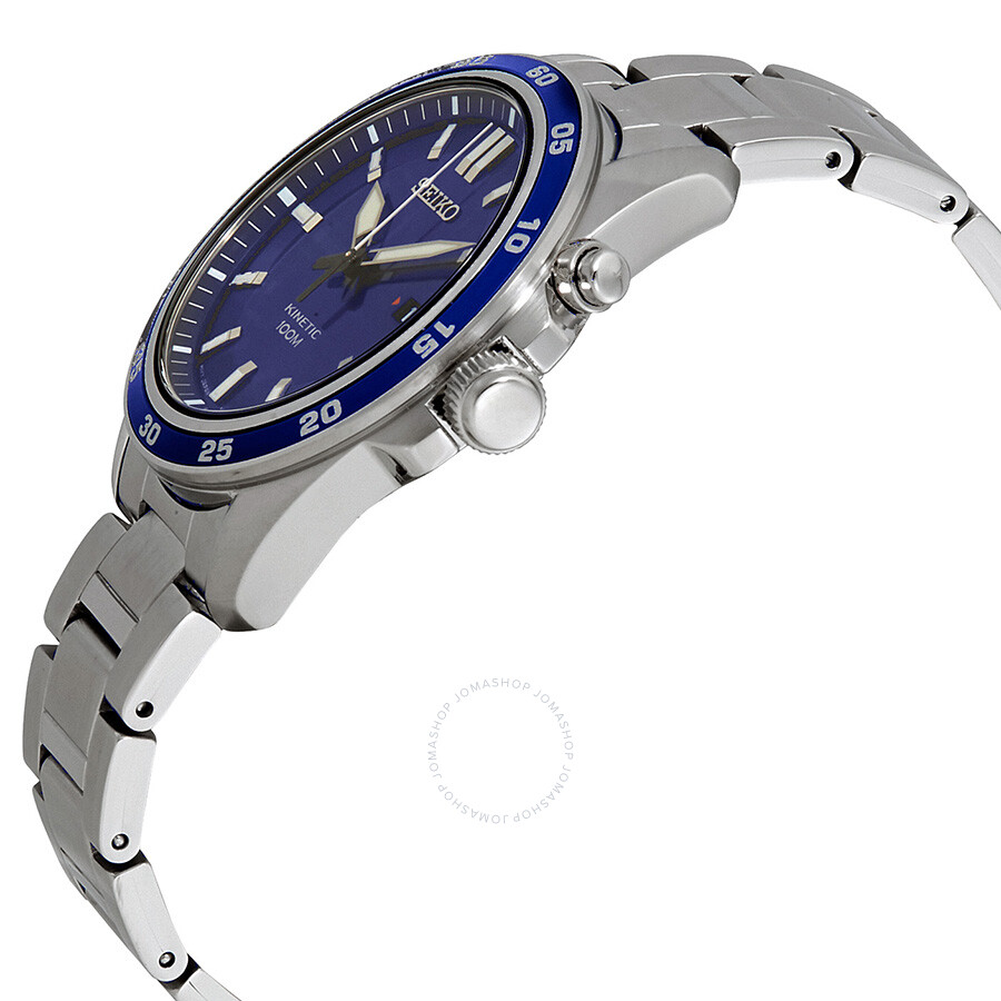 Seiko Kinetic Blue Dial Stainless Steel Men's Watch