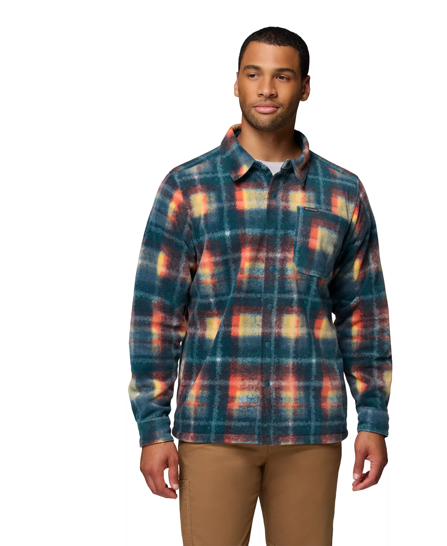 Men's Steens Mountain II Plaid Fleece Shirt Jacket - Everblue omblur - L