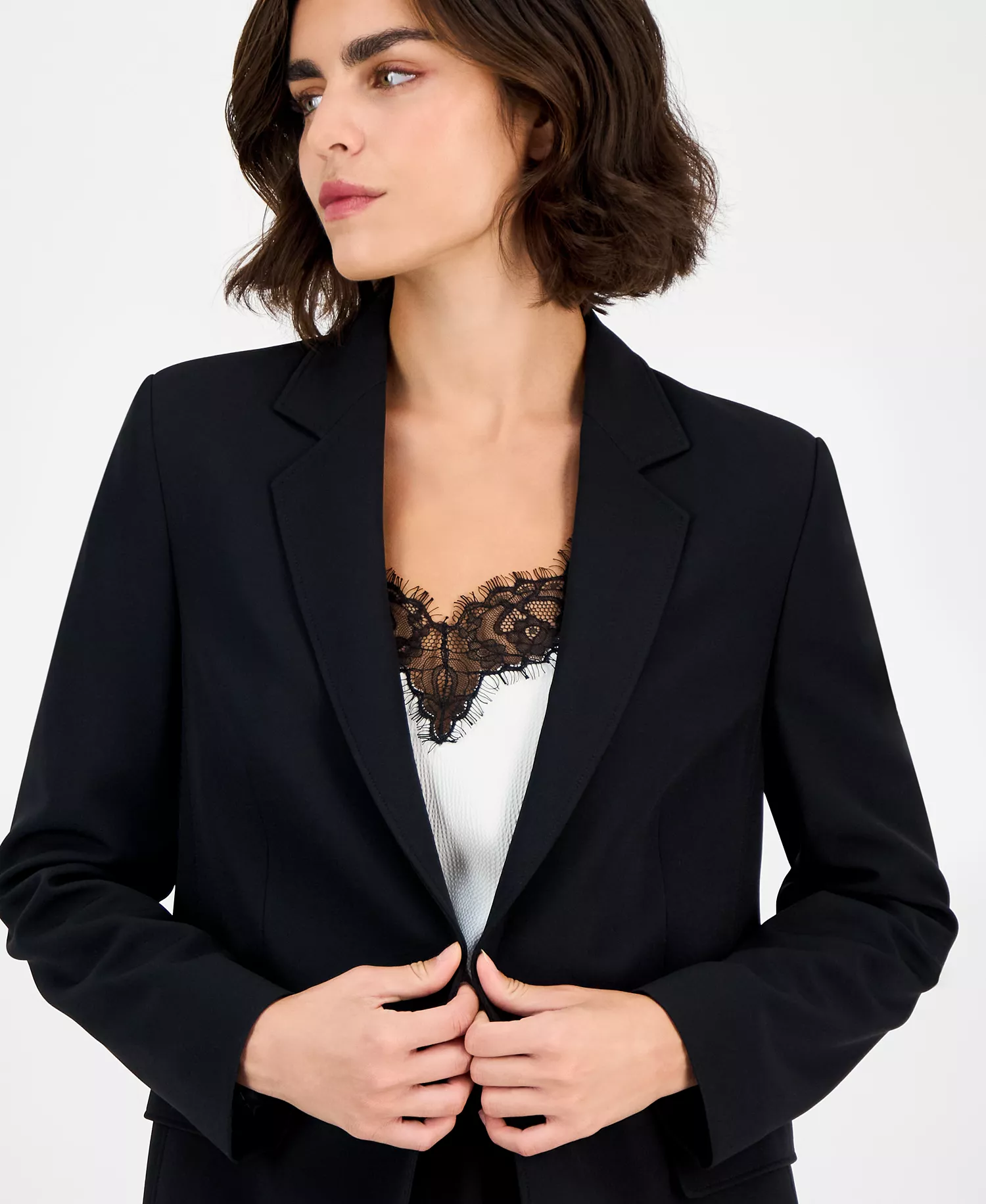 Women's One-Button Blazer - Black - 8