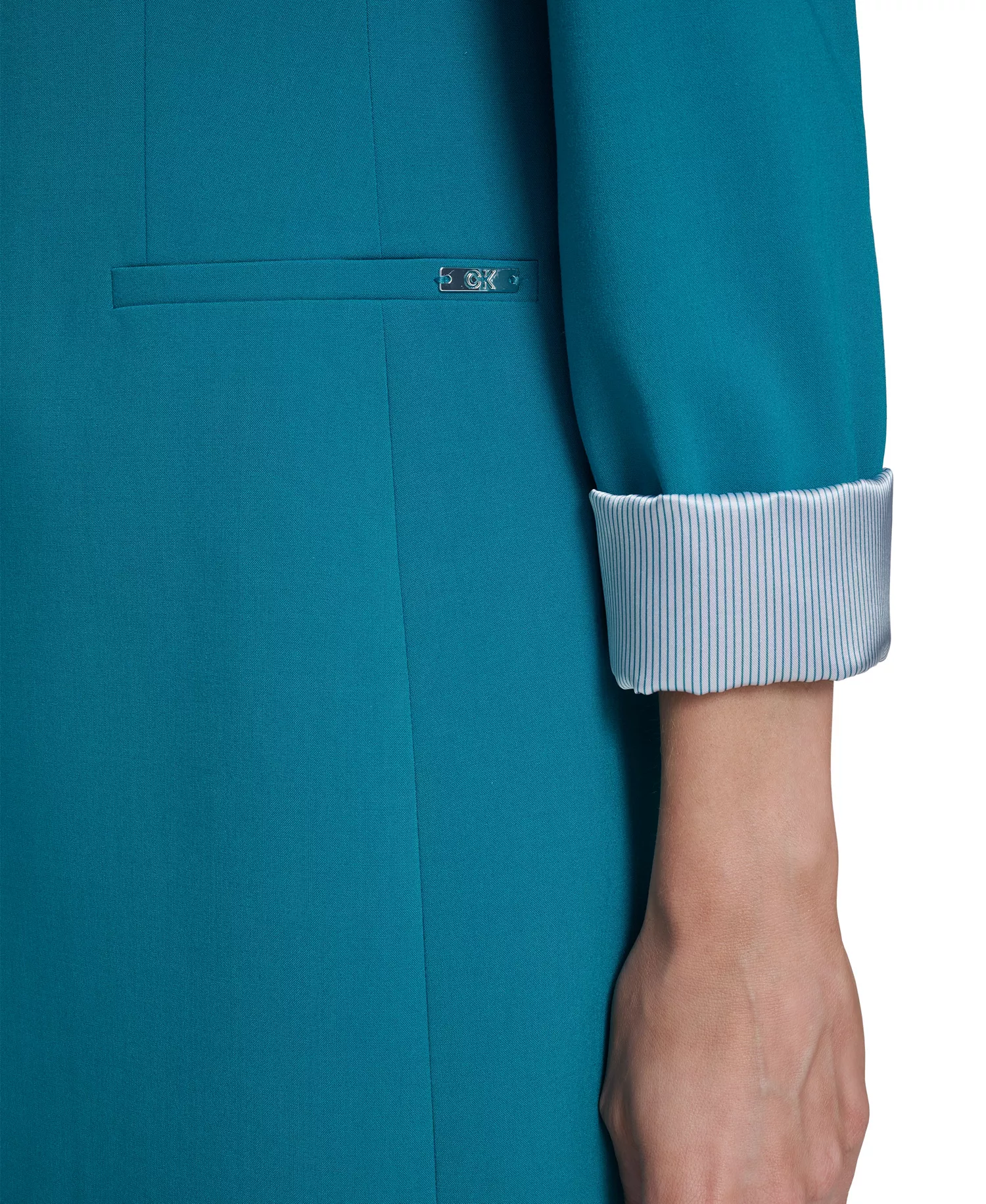 Women's Open-Front Roll Back Cuff Jacket - Petrol - 10