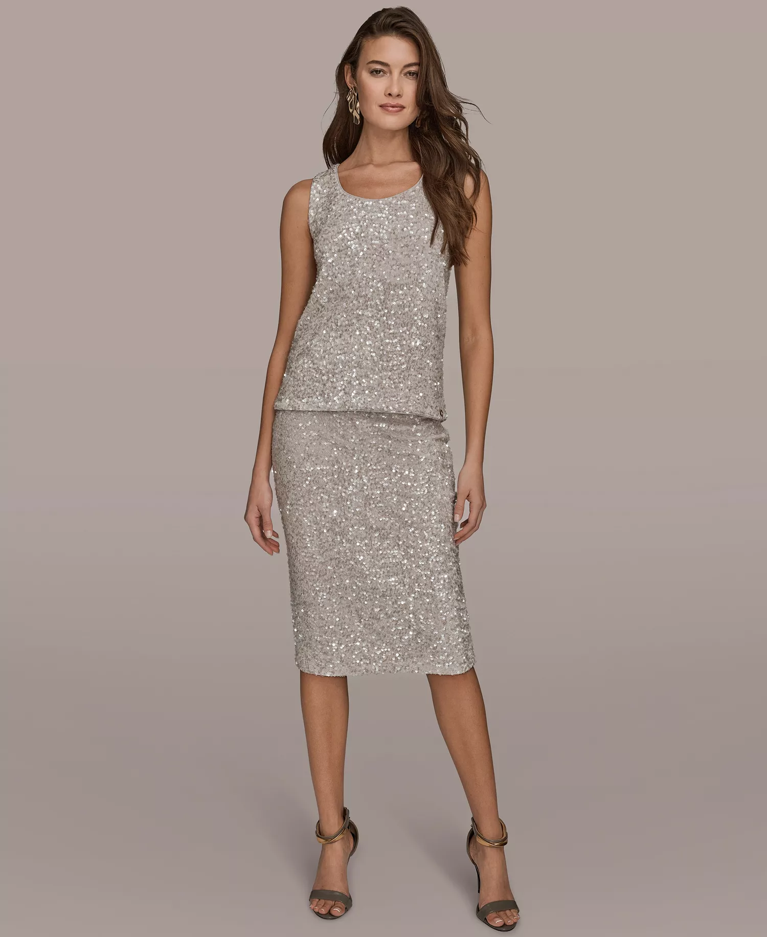 Women's Embellished Scoop Neck Tank Top - Vapor - L