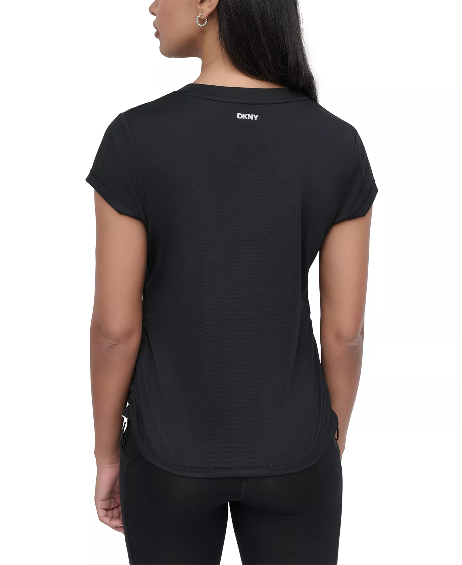 Sport Women's Crewneck Short-Sleeve Side-Ruched Top - Black - L