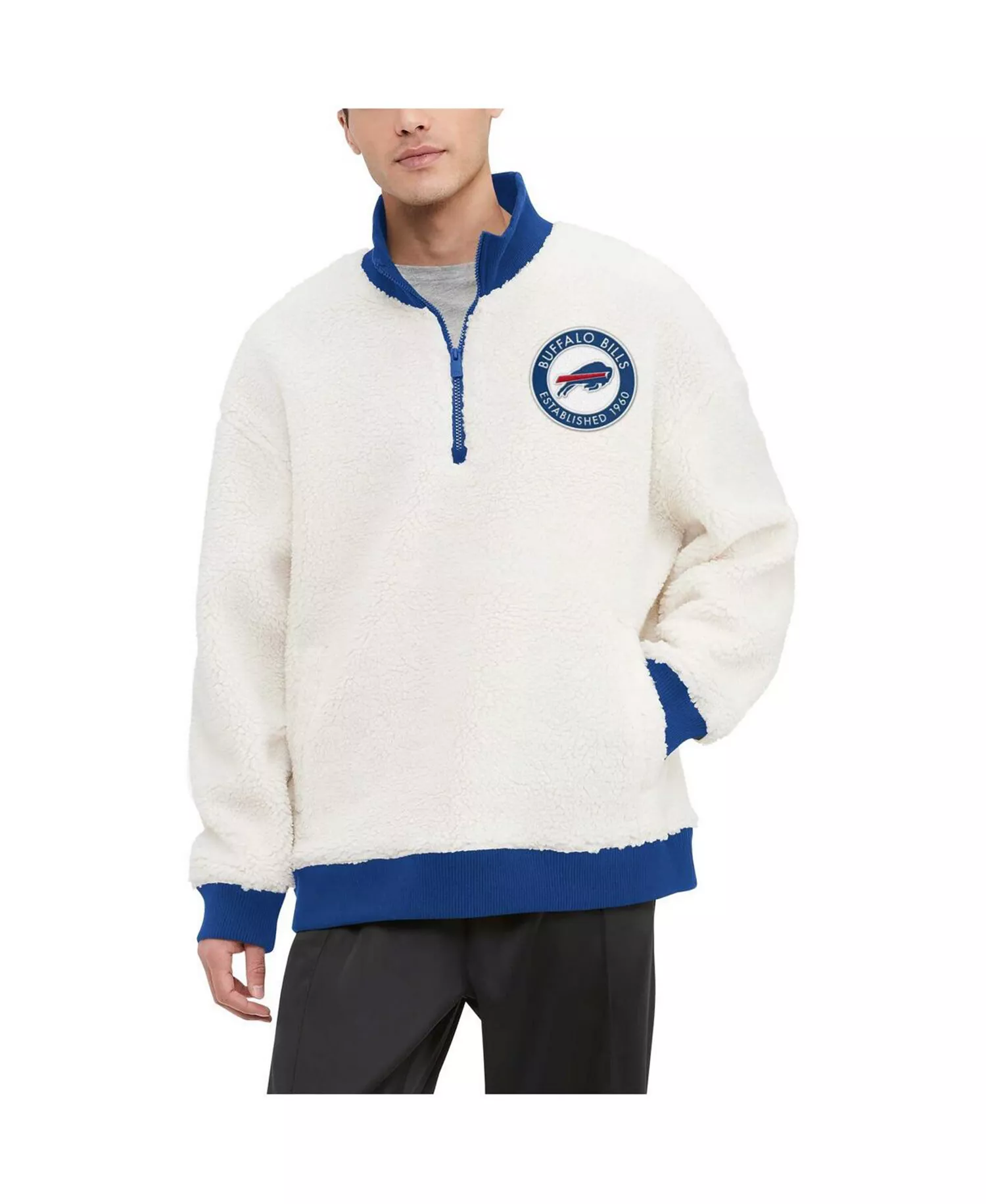 Men's Cream Buffalo Bills Jordan Sherpa Quarter-Zip Sweatshirt - Cream - L