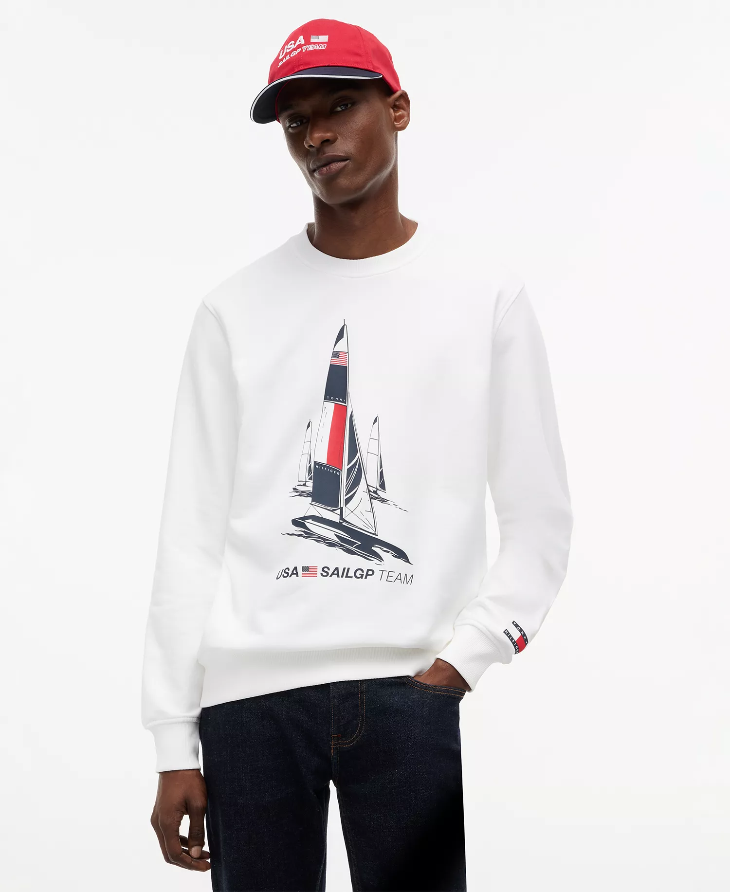 x U.S. SailGP Men's Graphic Crewneck - White - L
