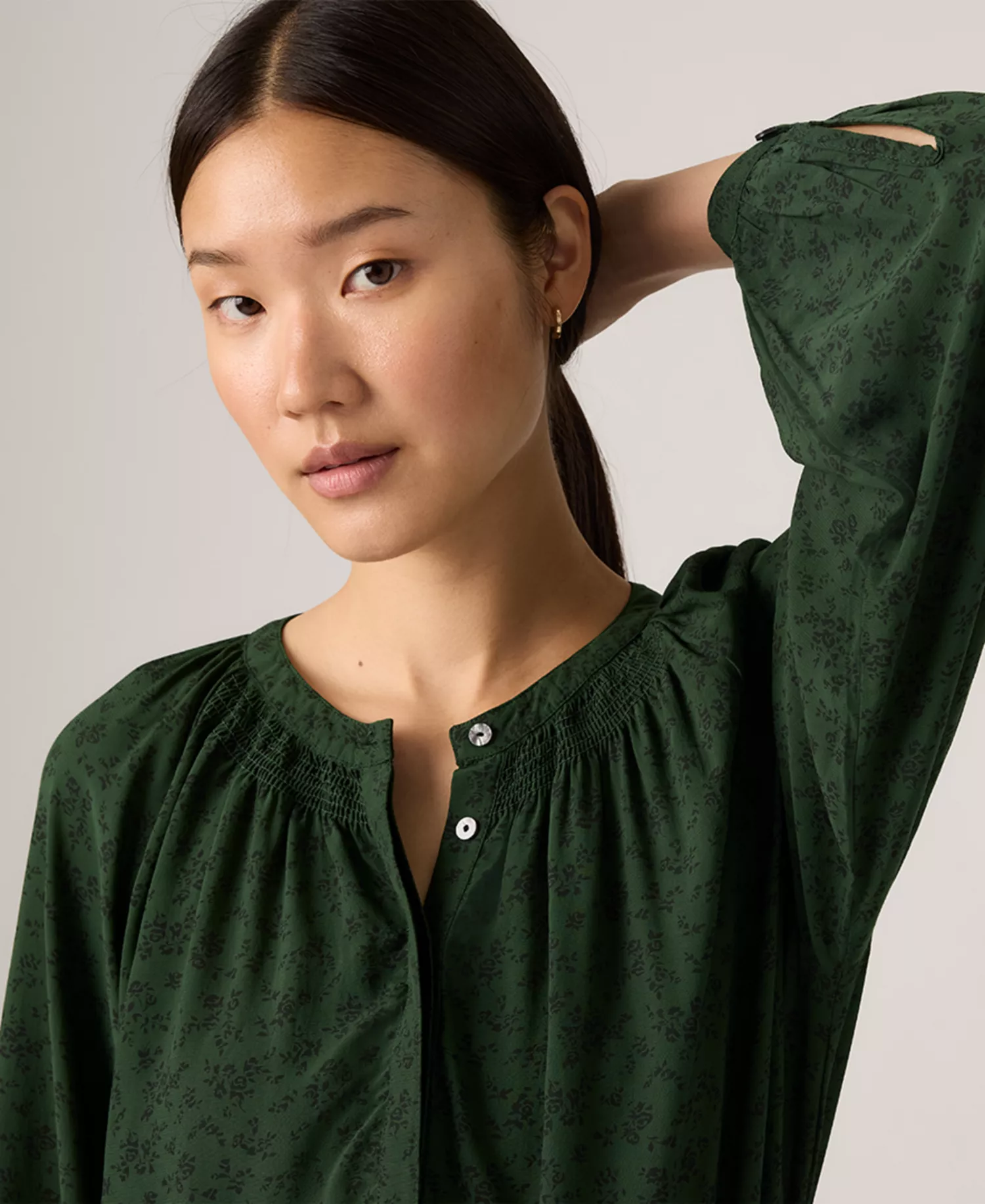 Premium Women's Estelle Long Sleeve Top - Curie Floral Mountain View - S