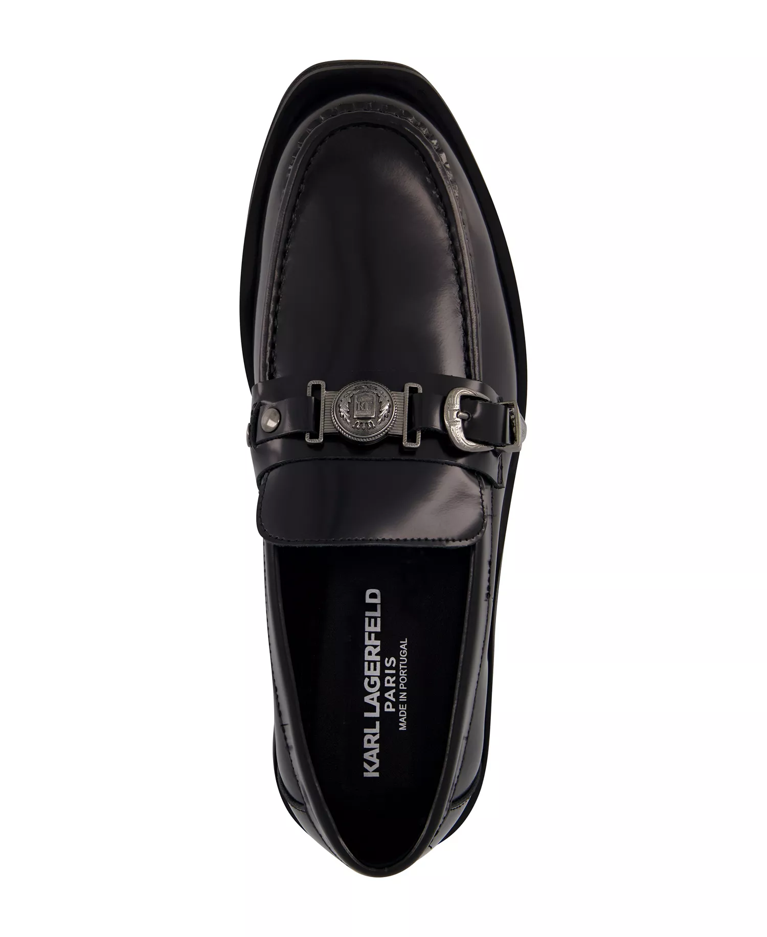 Men's White Label Box Leather Moc Toe Loafers - Black - 8.5