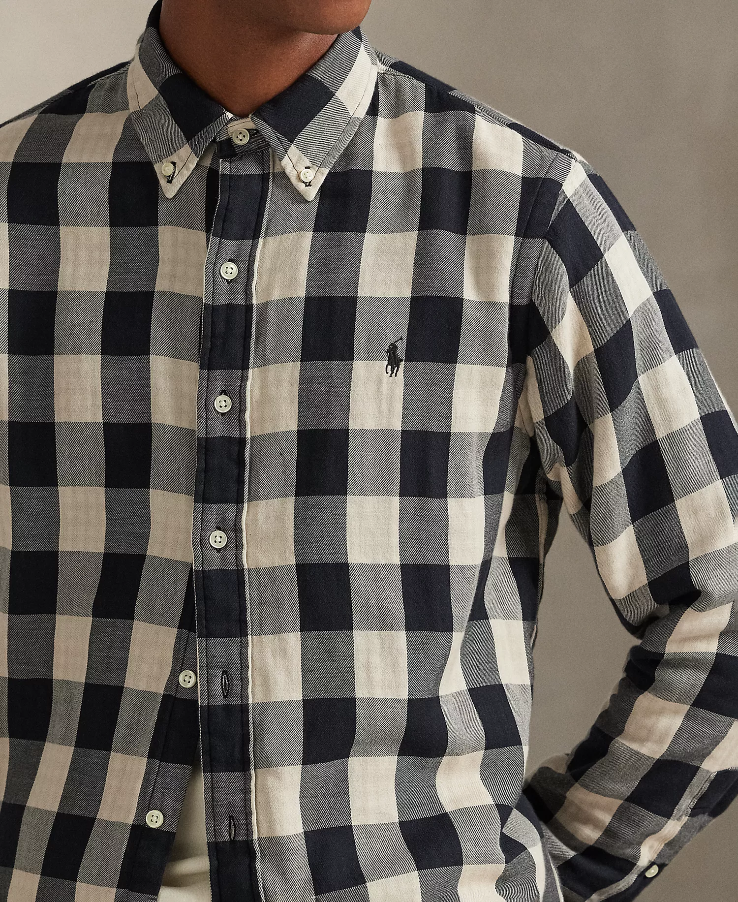 Men's Long-Sleeve Classic Fit Shirt - White/Black - M