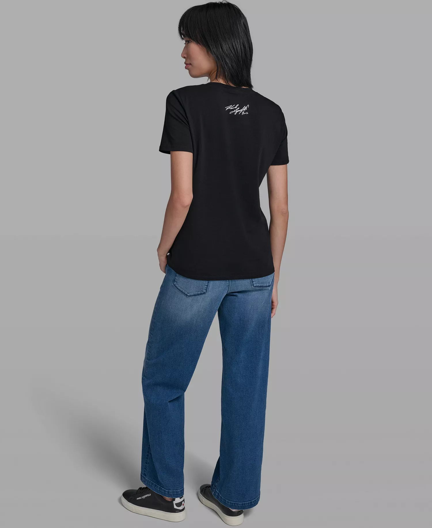 Women's Crew Neck Sunglasses T-Shirt - Black - L