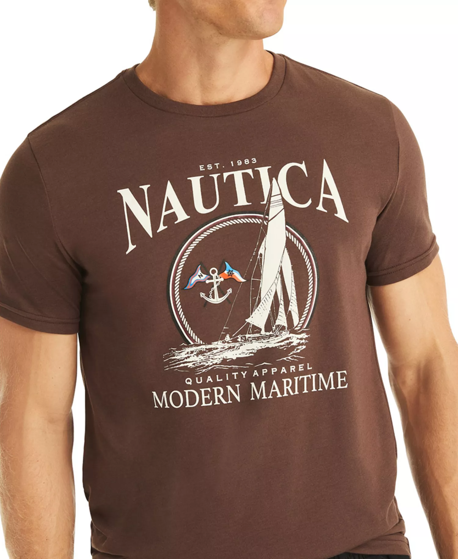 Men's Sail Printed Crewneck T-Shirt - Dark Roast - 2XL