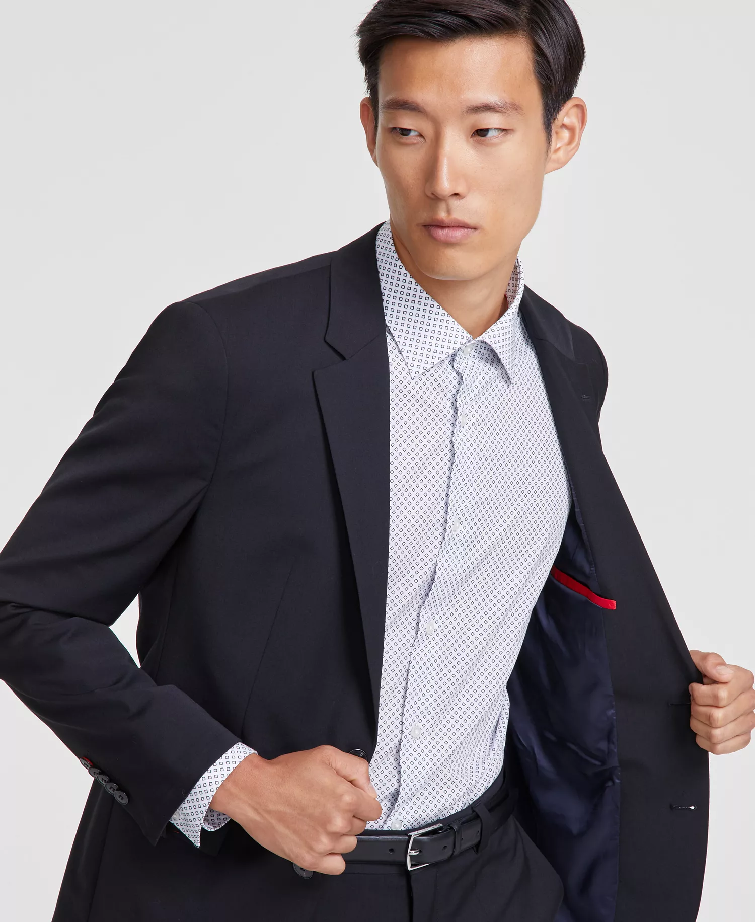 Men's Modern-Fit Wool-Blend Suit - Black - 36R