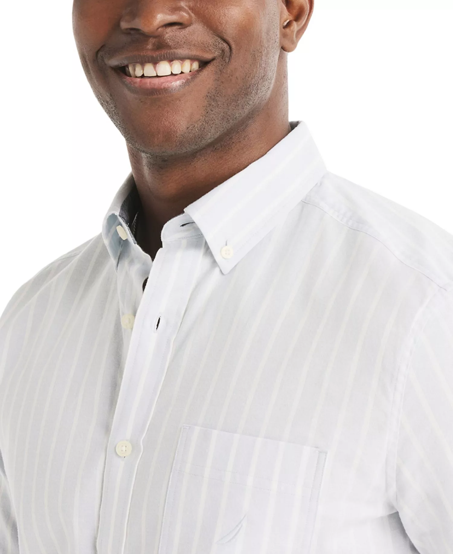 Men's Long-Sleeve Stretch Oxford Strip Shirt - Harbor Fog - L