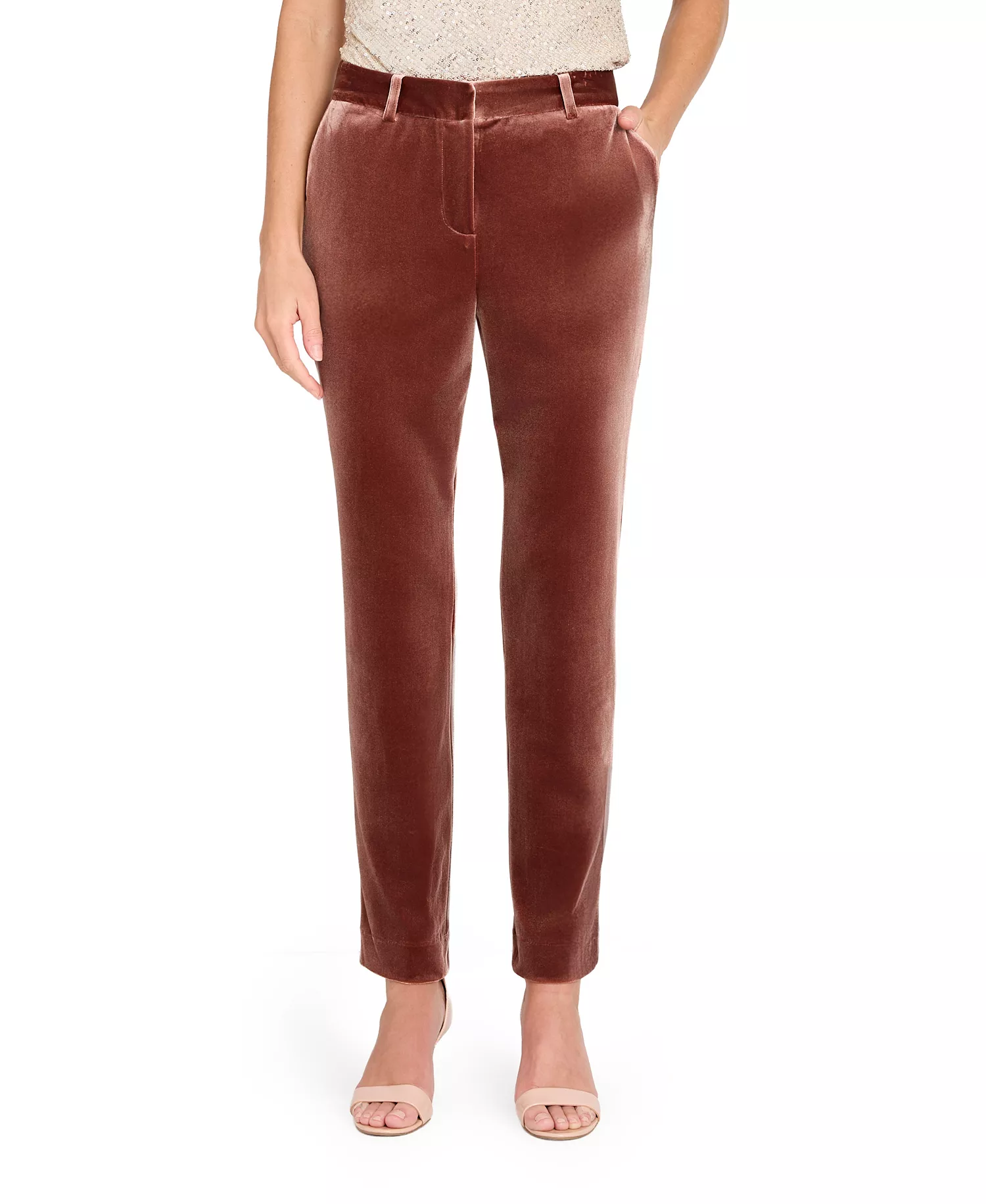 Women's Ankle-Length Velvet Pants - Sable - 10