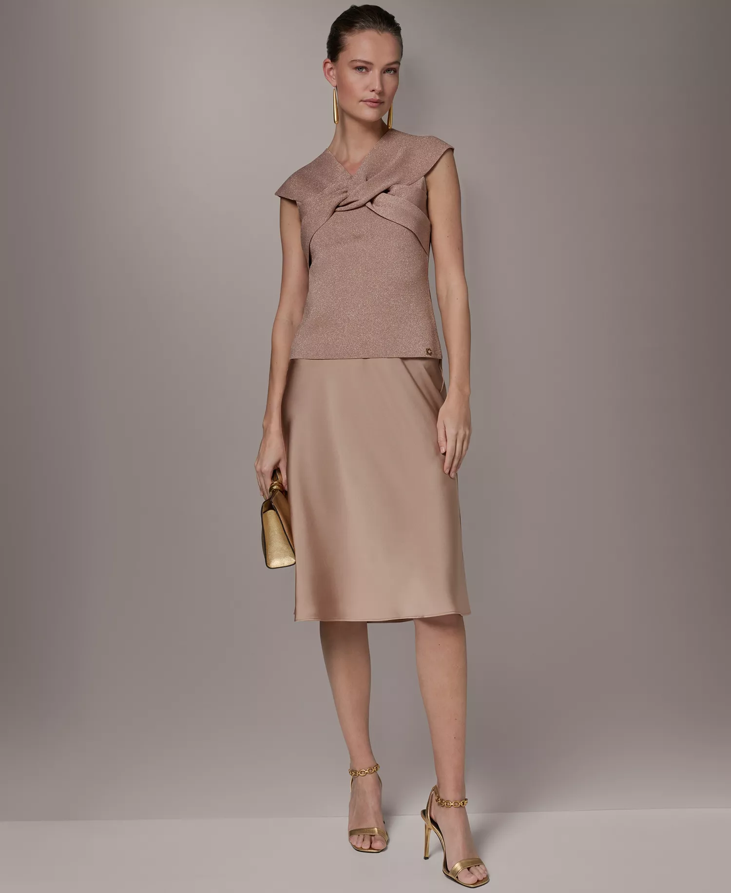 Women's Criss Cross V-Neck Sweater - Umbria W Rose Gold L - L