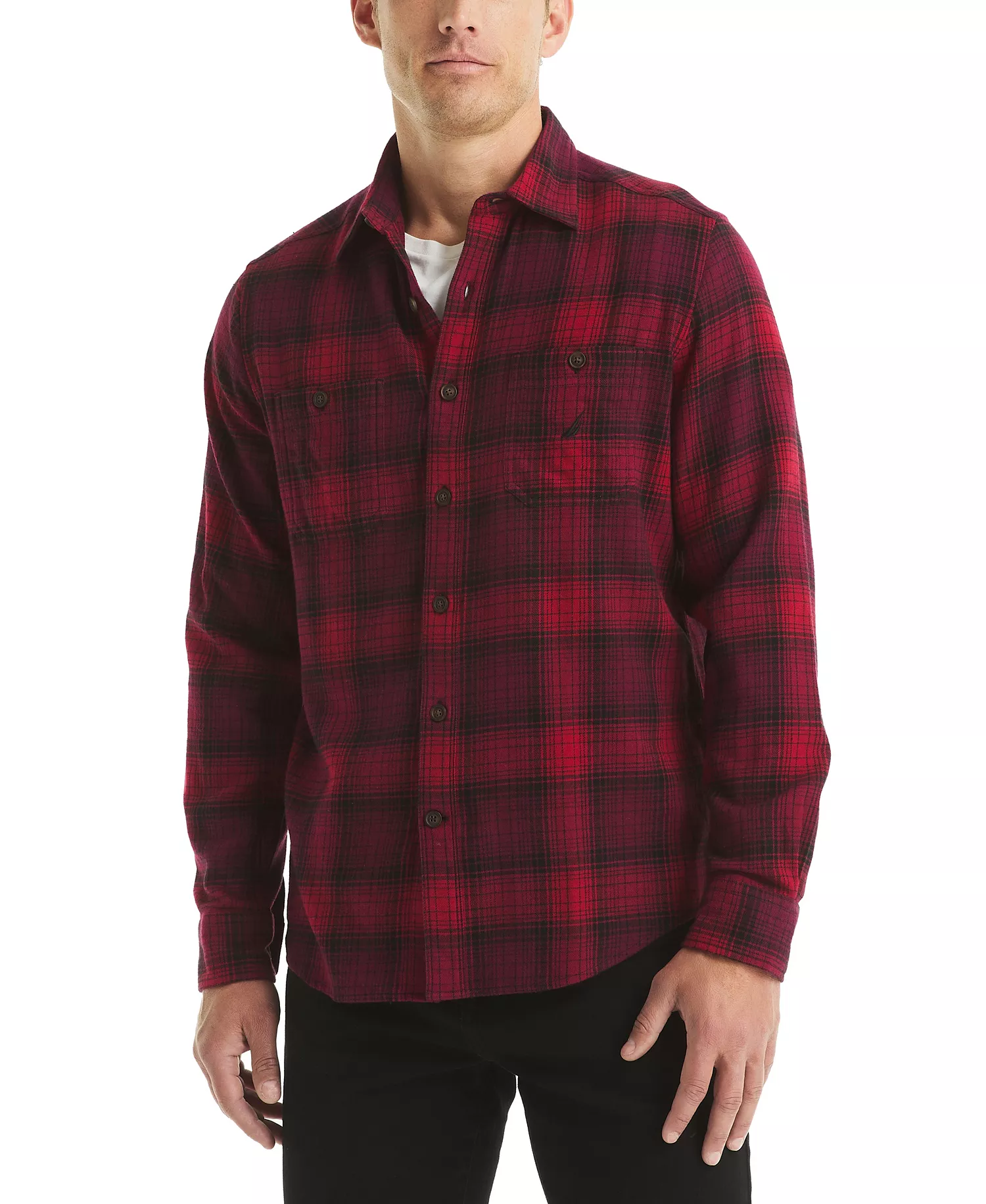Men's Plaid Long Sleeve Shirt - Rio Red - S