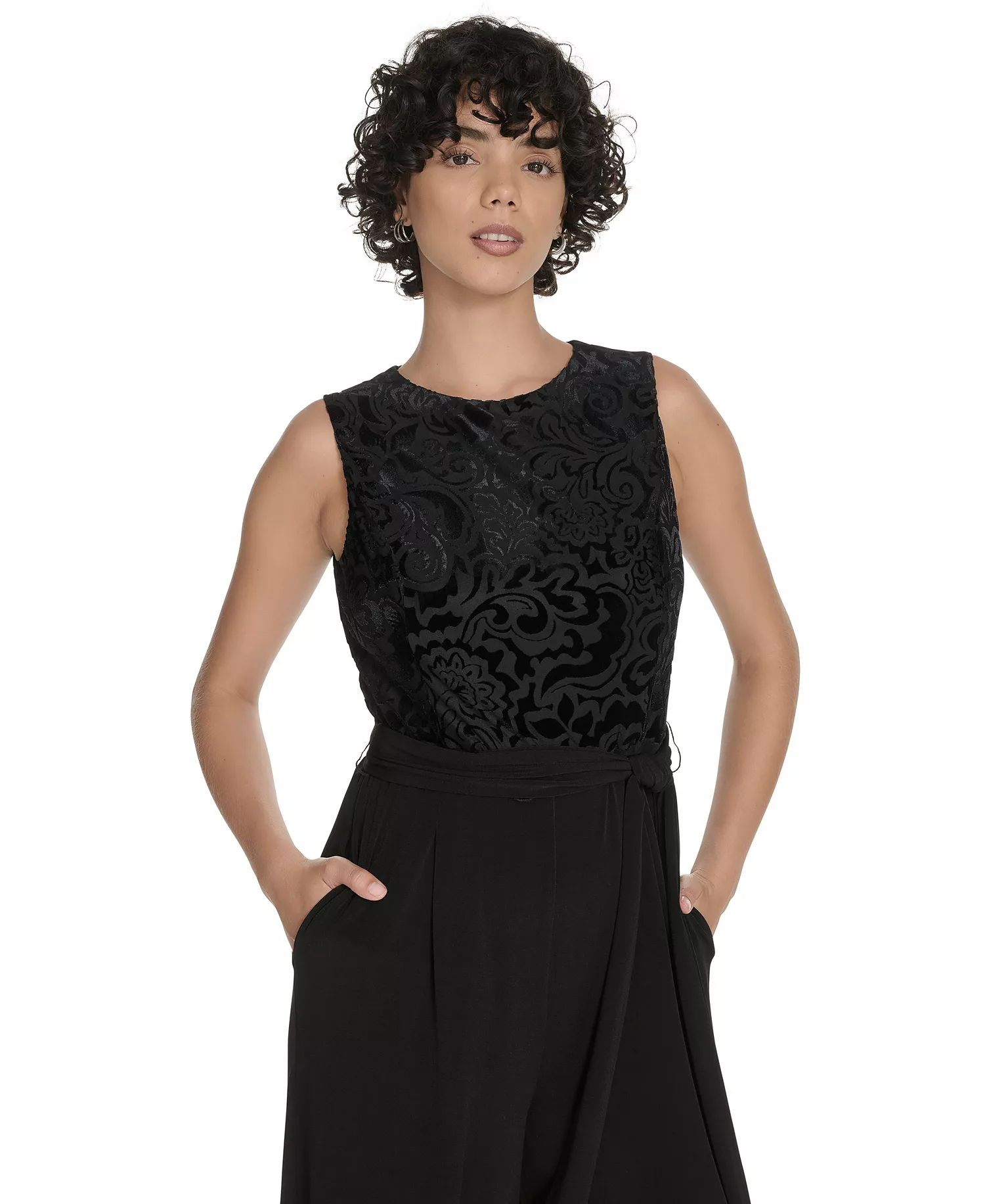 Women's Burnout Sleeveless Jumpsuit - Black - 10