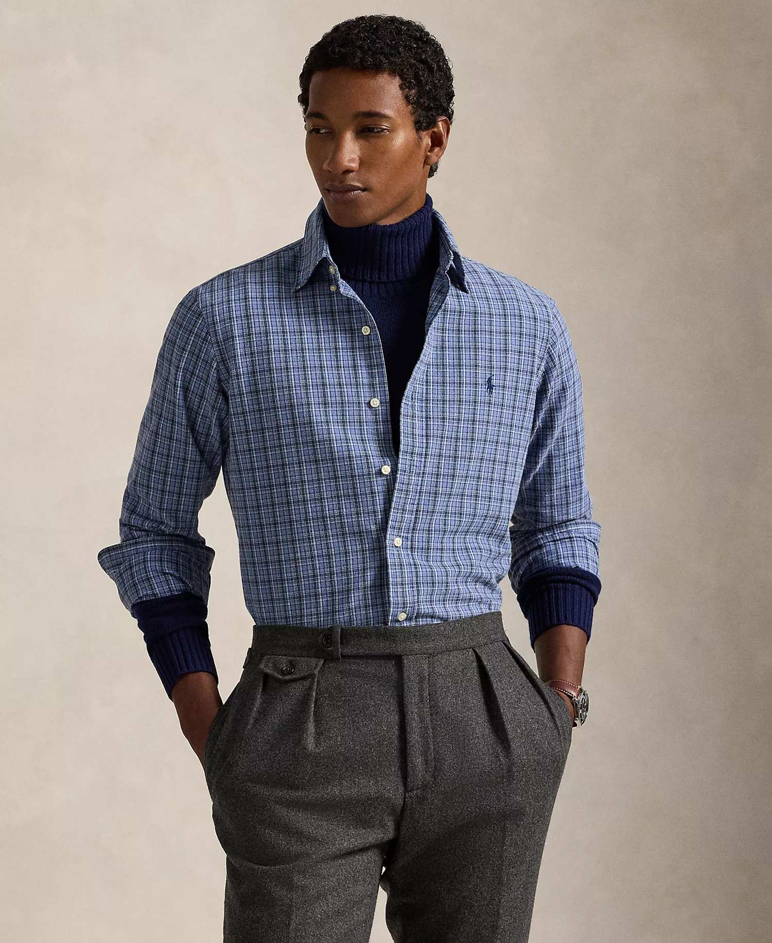 Men's Oxford Shirt - Blue Heather Multi - 2XL