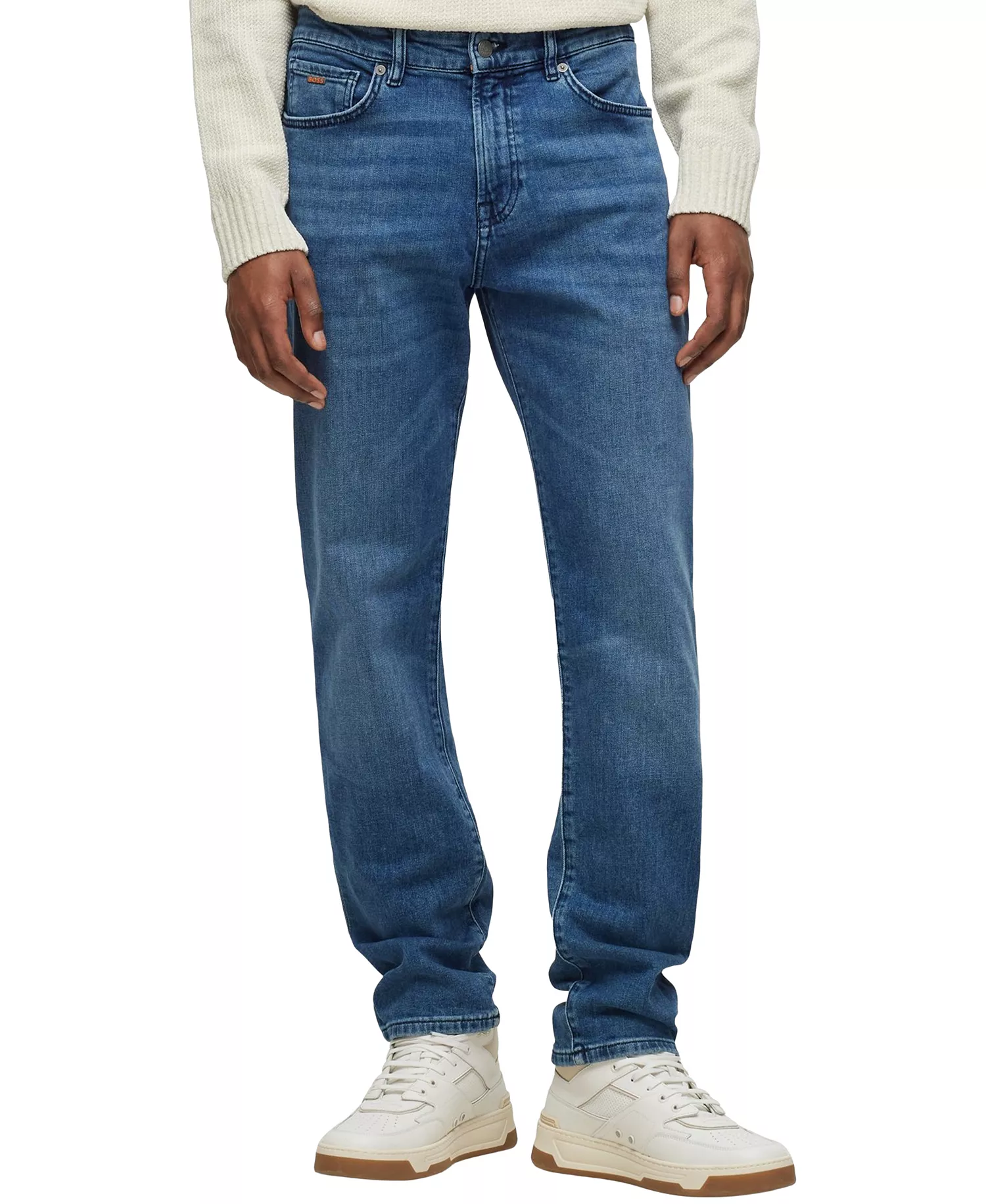 Men's Mid-Blue Comfort-Stretch Regular-Fit Jeans - Medium Blue - 30 - 30