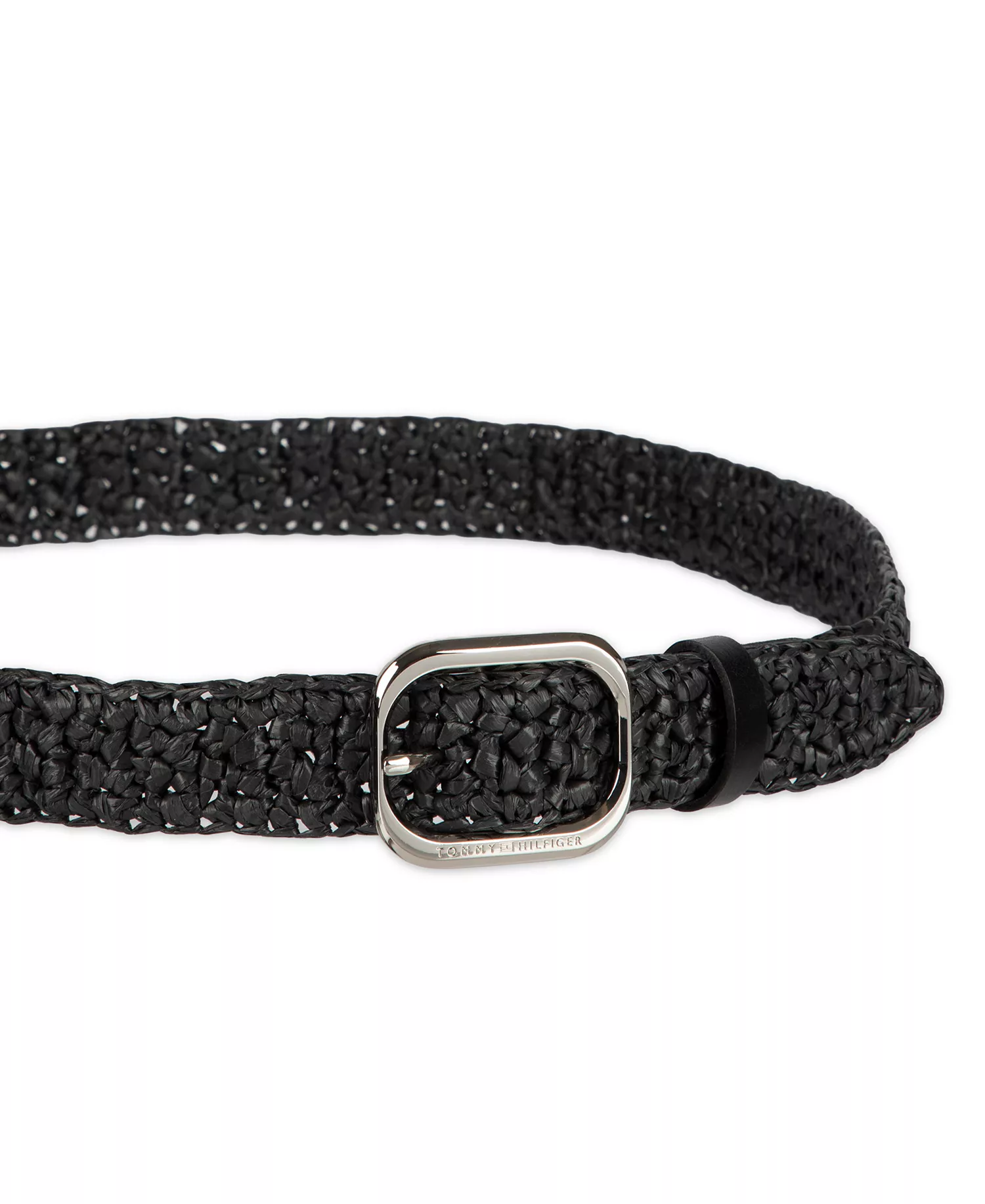 Women's Fully Adjustable Casual Crocheted Belt - Black - L