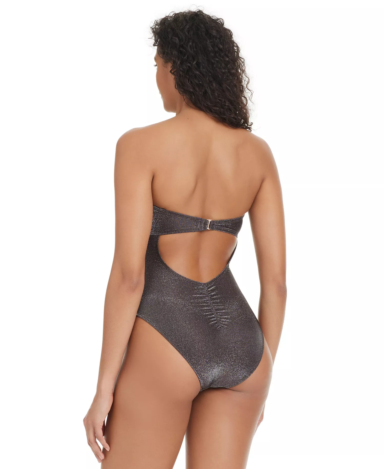 Women's Shimmer Core Bandeau One-Piece Swimsuit, Exclusively at Macy's - Java - XS