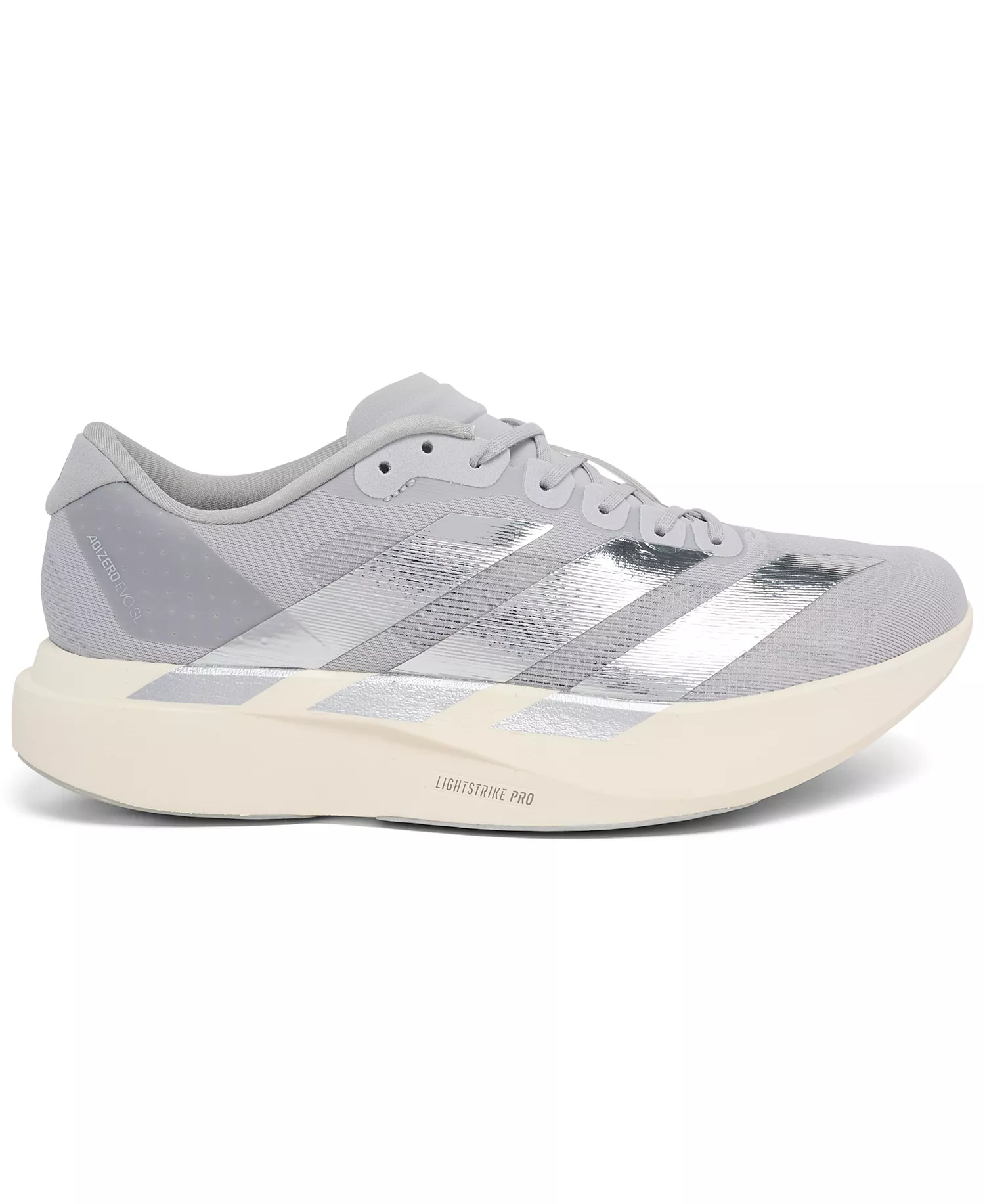 Men's Adizero EVO SL Running Sneakers from Finish Line - Gray, Silver - 9