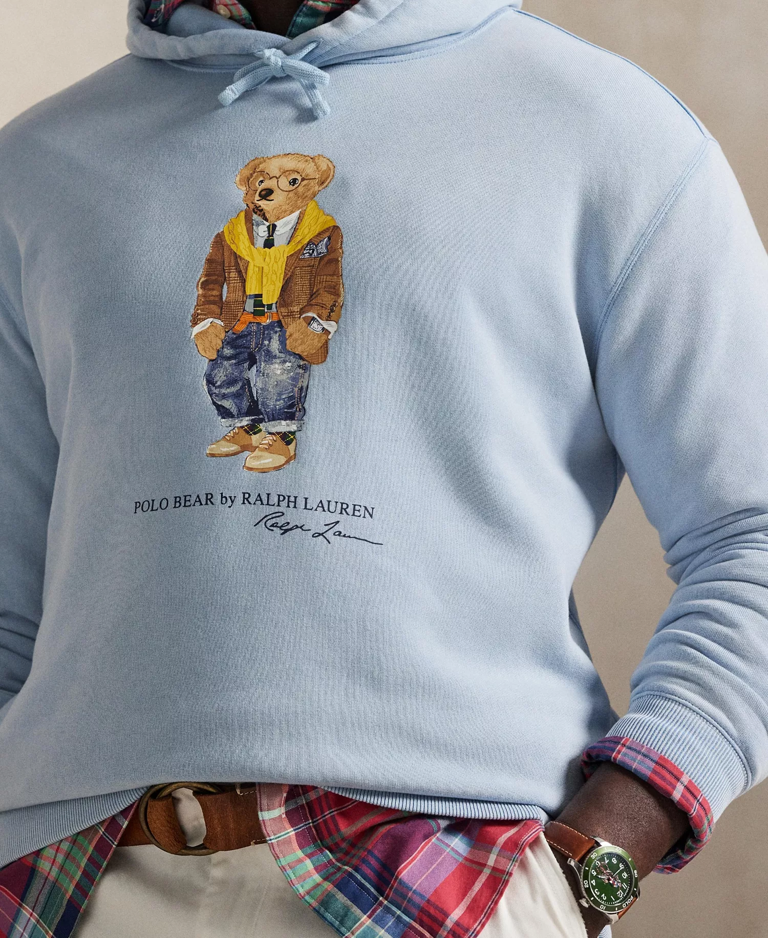 Men's Big & Tall Bear Graphic Long-Sleeve Hoodie - Southport Blue/heritage Bear - 2LT